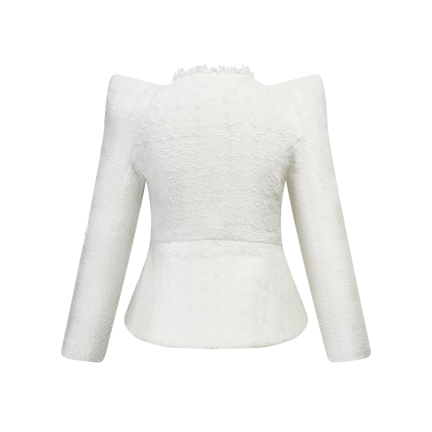 Séraphine White Frayed Tweed Jacket & Shorts Set