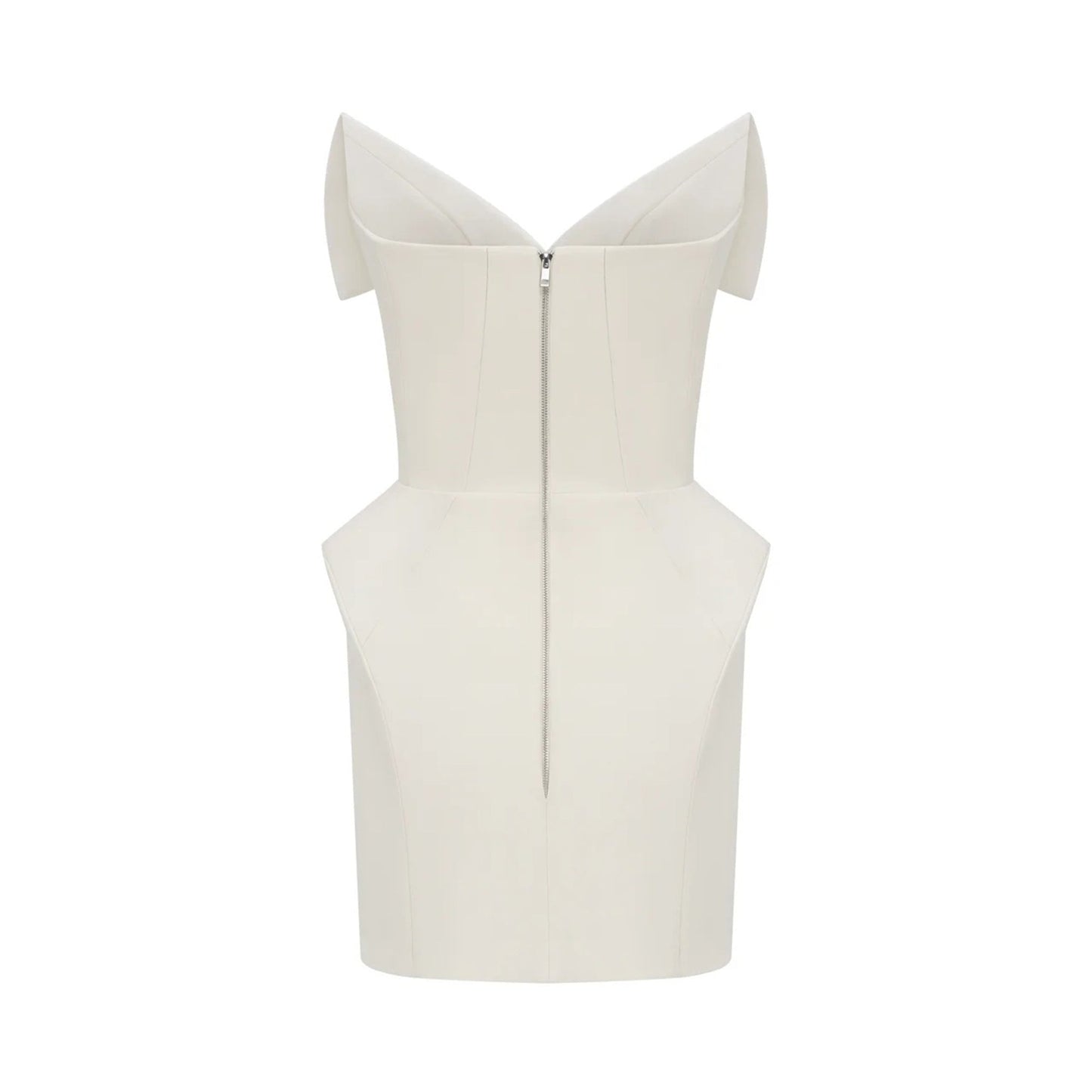 Alba Beyaz Beli Bel Korseli Mini Elbise