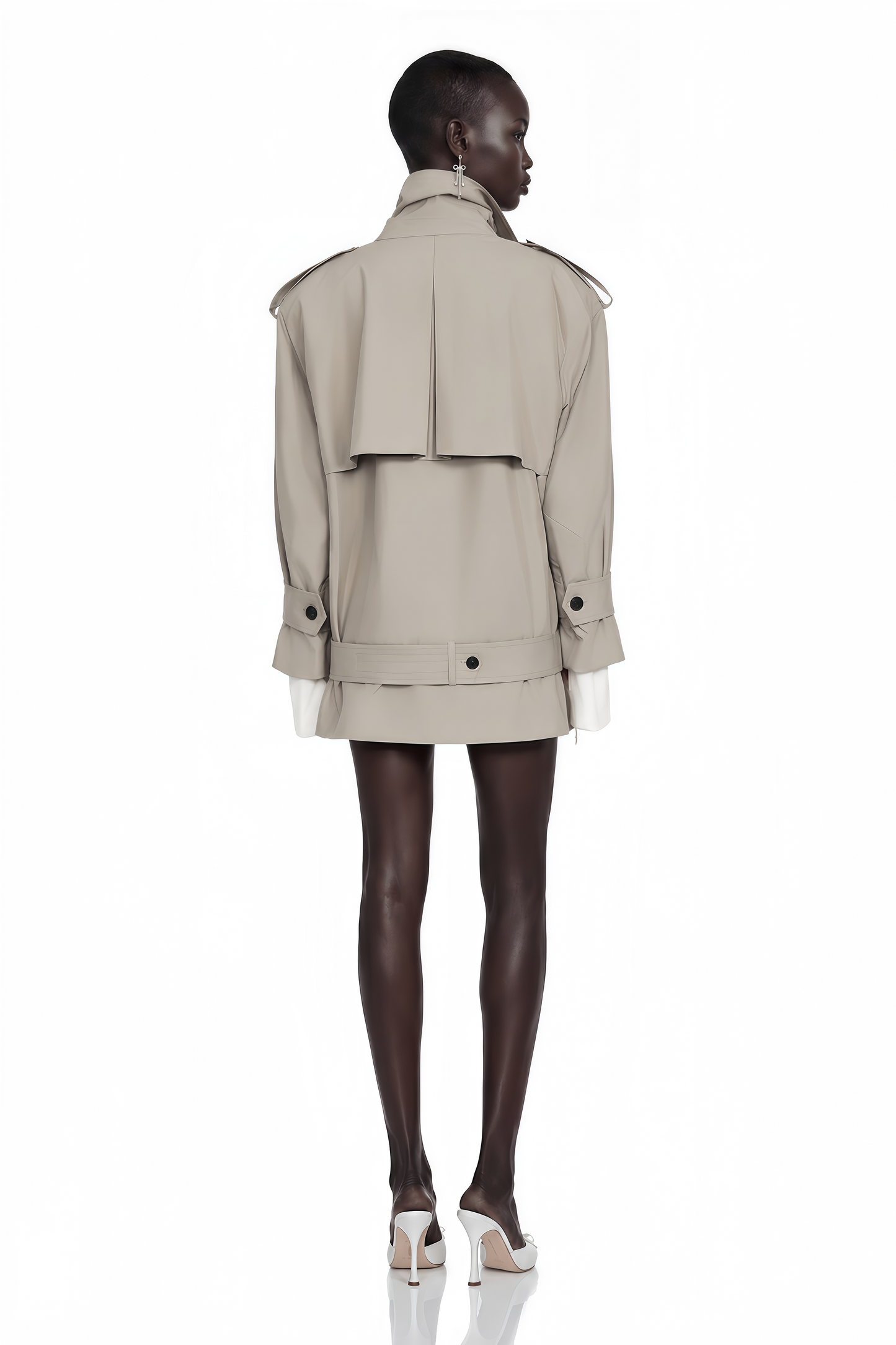 Mavis Grey Double-Breasted Belted Trench Coat