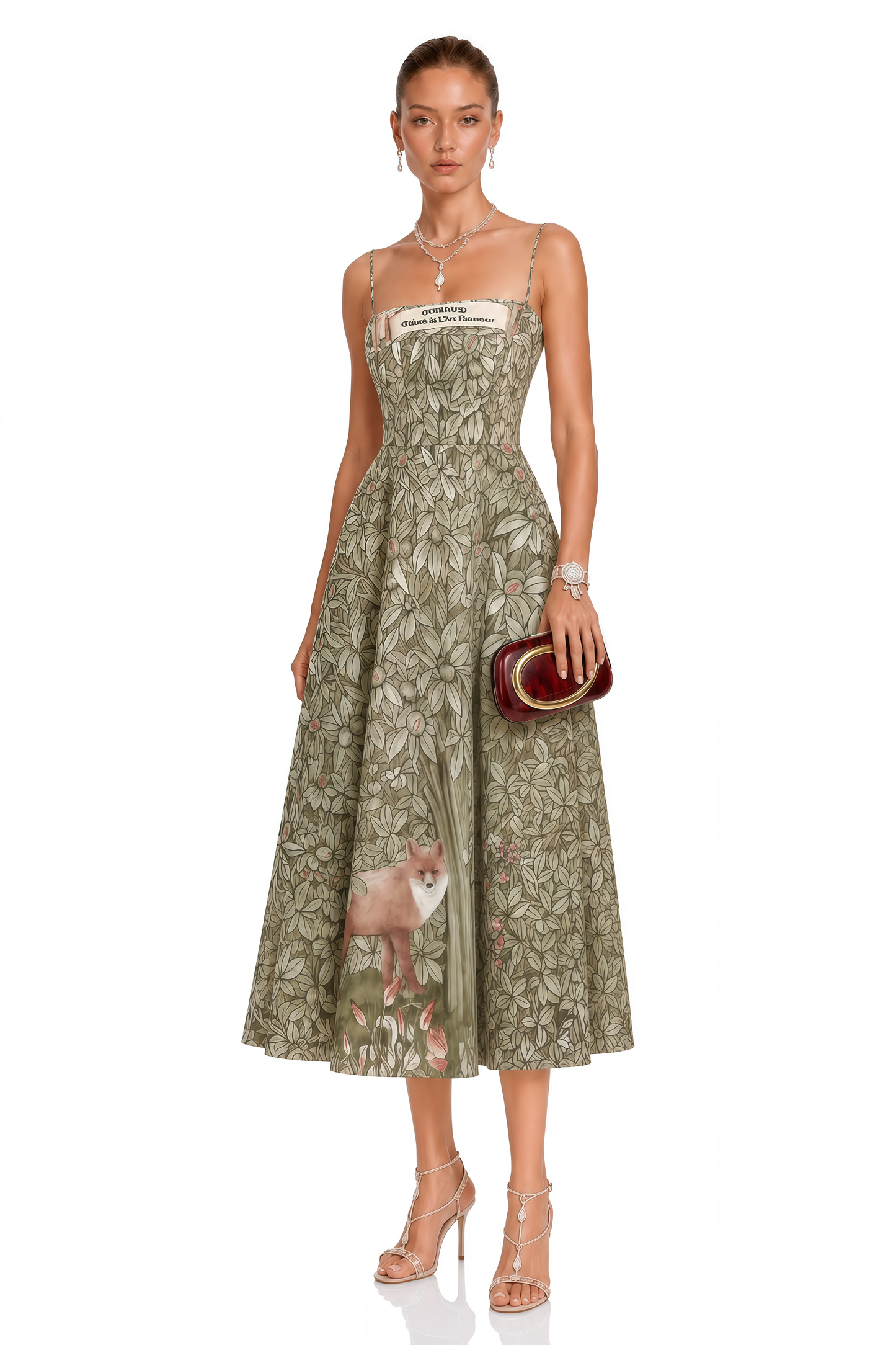 Claudia Green Jungle Print Midi Dress