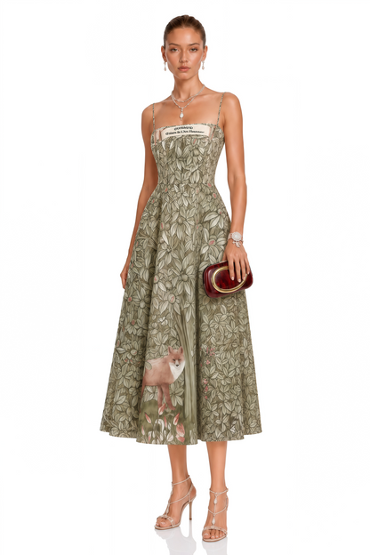 Claudia Green Jungle Print Midi Dress