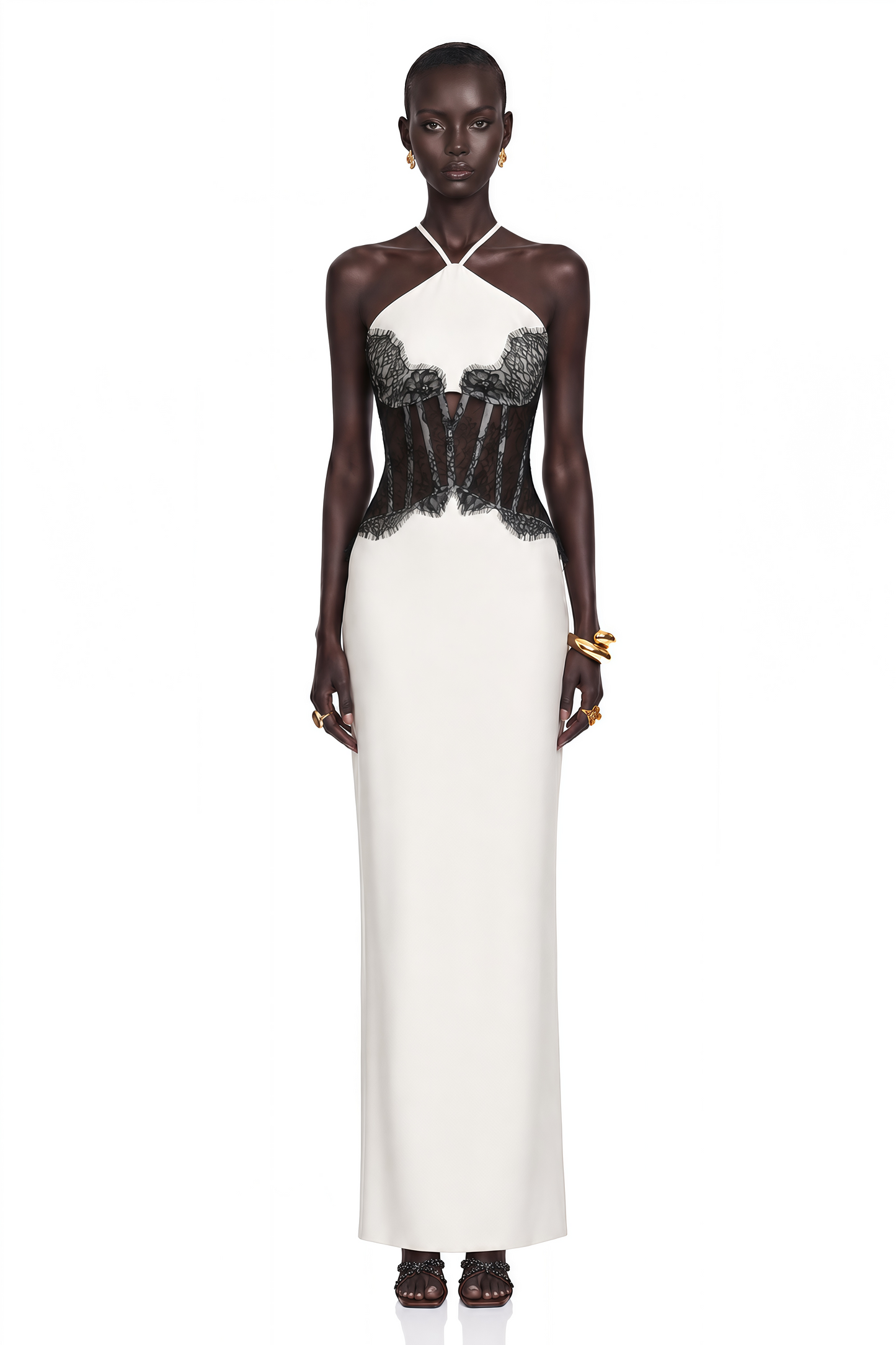 Mirabeau White Cut-out Lace Maxi Dress