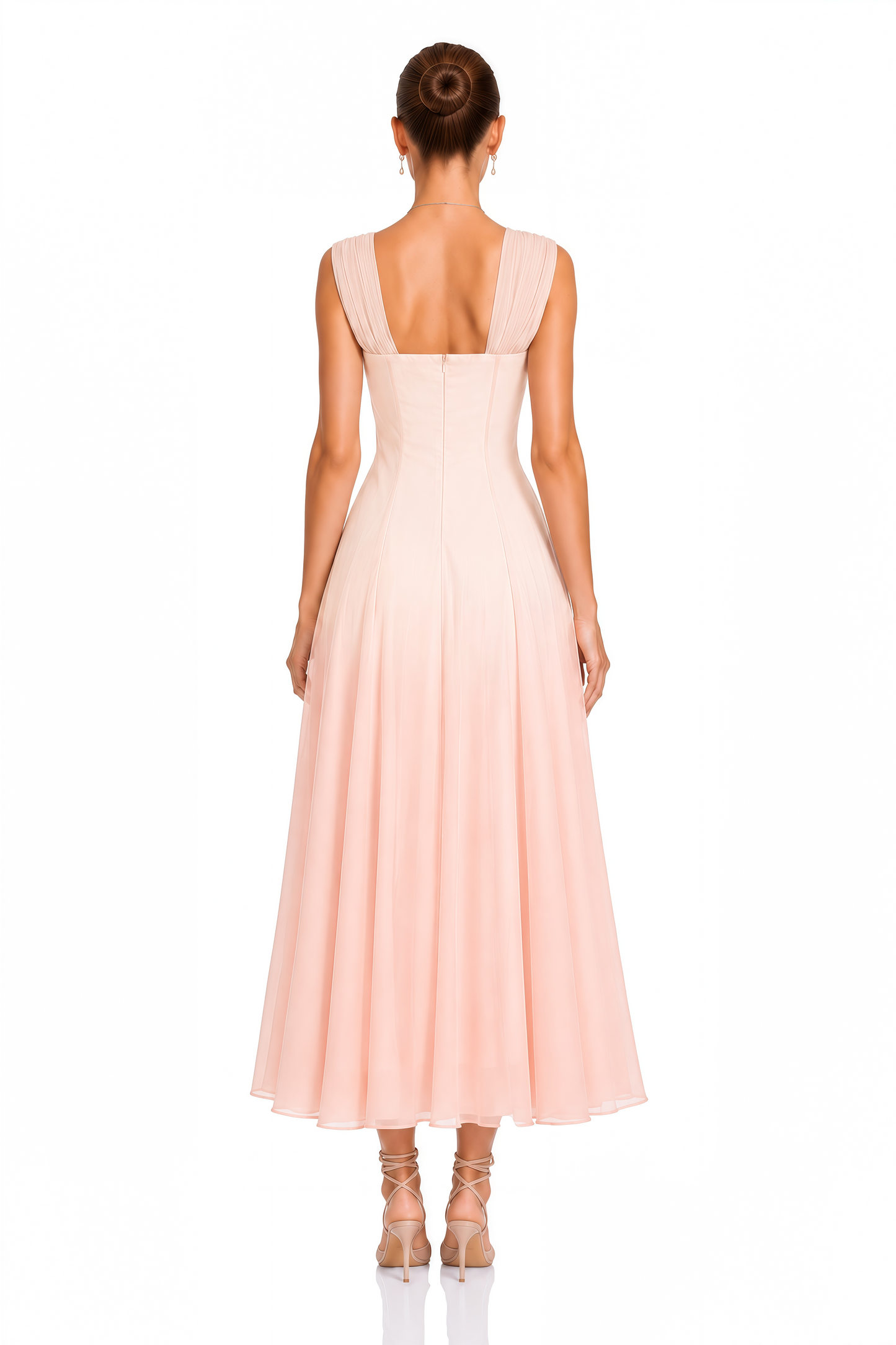 Érasme Pink Flounced Midi Dress