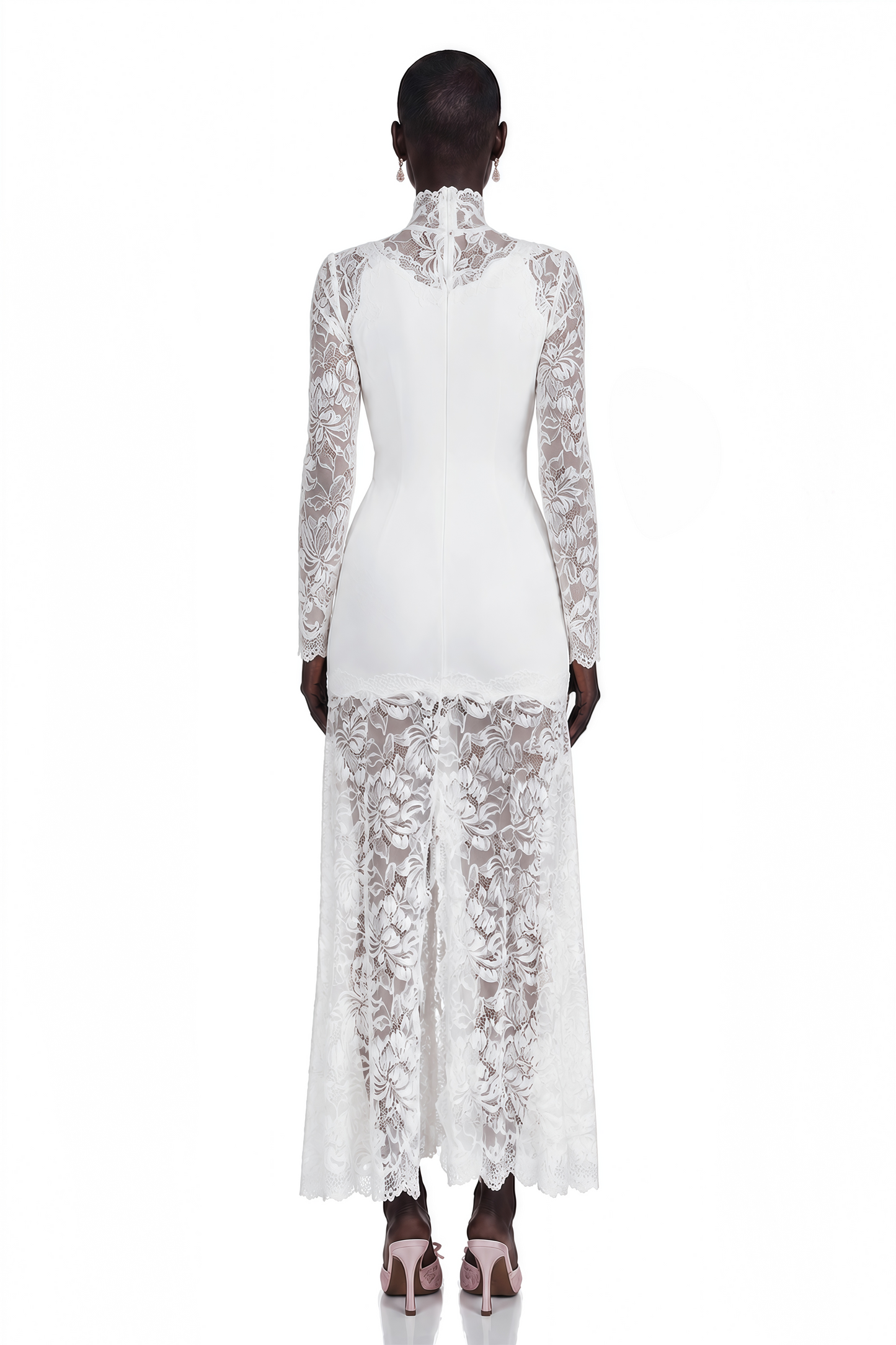 Airelle White Satin Panel Lace Maxi Dress