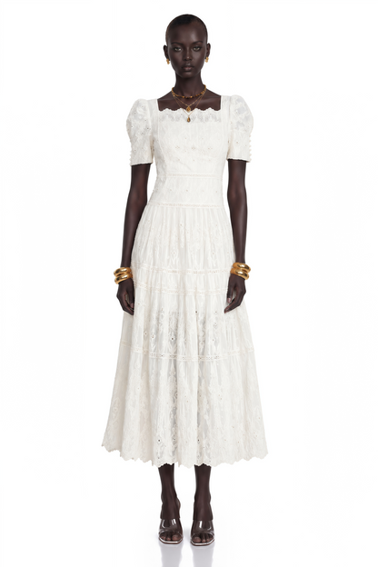 Anaïs Faux-Pearl Embellished Cut-Out Midi Dress