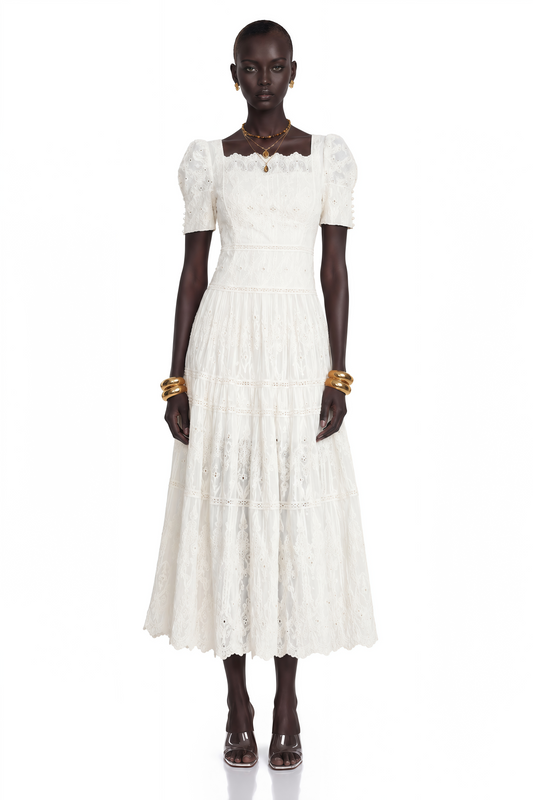 Anaïs Faux-Pearl Embellished Cut-Out Midi Dress