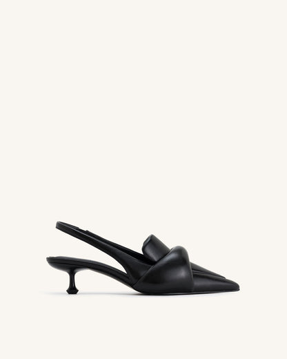 Carla Yumuşak Vatkalı İnce Alçak Topuk (Kitten Heel) Topuk Topuklu Ayakkabı (Pumps) - Siyah