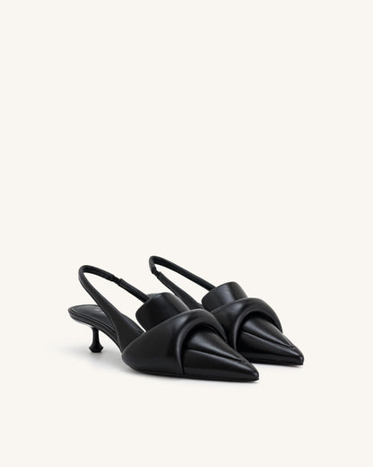 Carla Yumuşak Vatkalı İnce Alçak Topuk (Kitten Heel) Topuk Topuklu Ayakkabı (Pumps) - Siyah