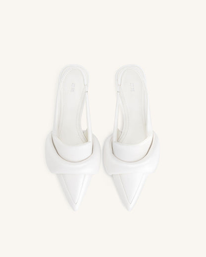 Carla Yumuşak Vatkalı İnce Alçak Topuk (Kitten Heel) Topuk Topuklu Ayakkabı (Pumps) - Beyaz