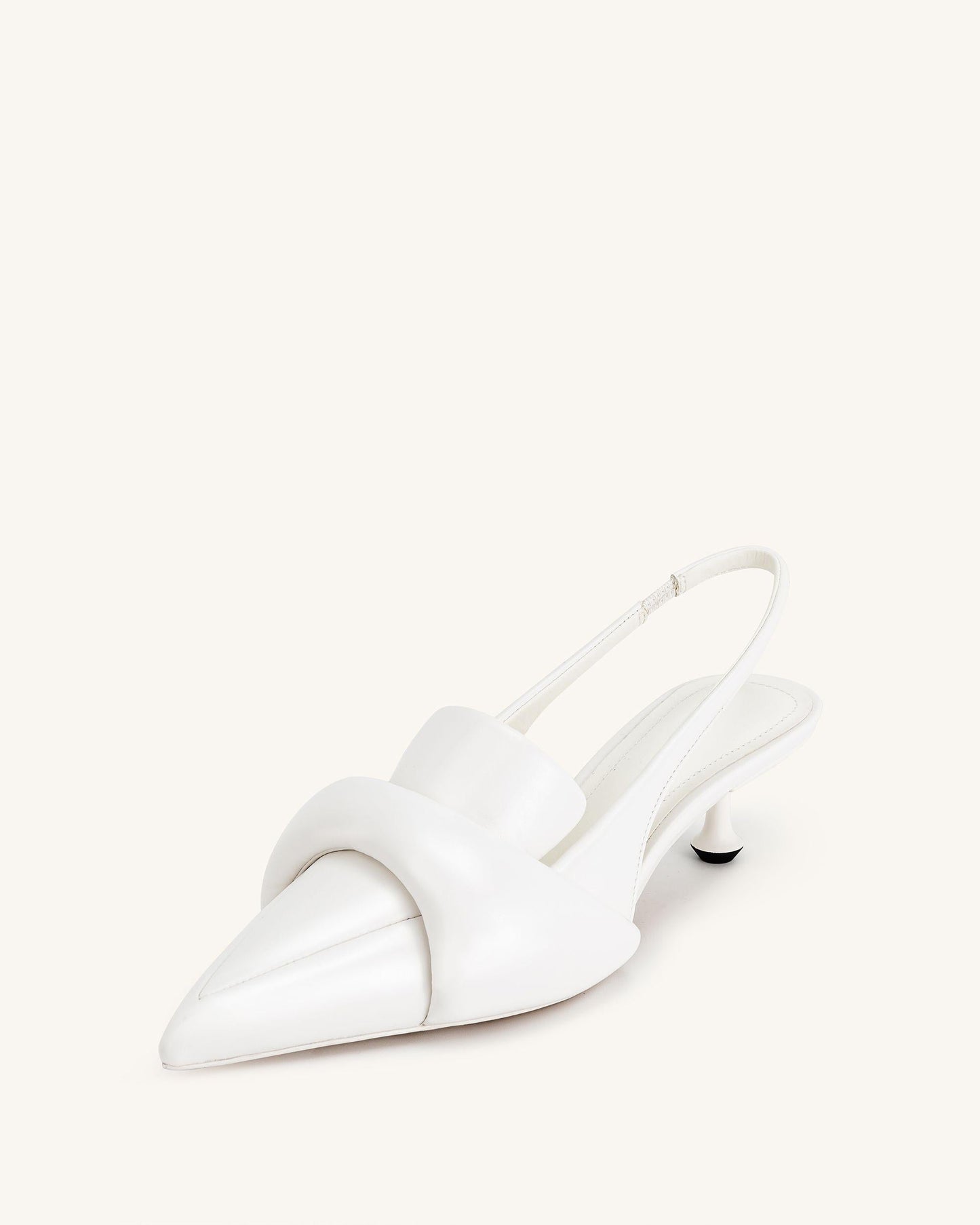 Carla Yumuşak Vatkalı İnce Alçak Topuk (Kitten Heel) Topuk Topuklu Ayakkabı (Pumps) - Beyaz