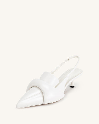 Carla Yumuşak Vatkalı İnce Alçak Topuk (Kitten Heel) Topuk Topuklu Ayakkabı (Pumps) - Beyaz