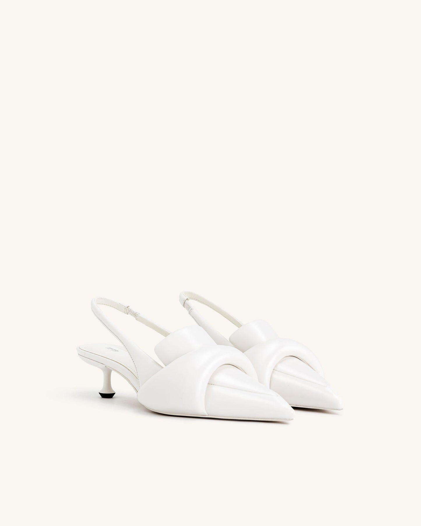 Carla Yumuşak Vatkalı İnce Alçak Topuk (Kitten Heel) Topuk Topuklu Ayakkabı (Pumps) - Beyaz