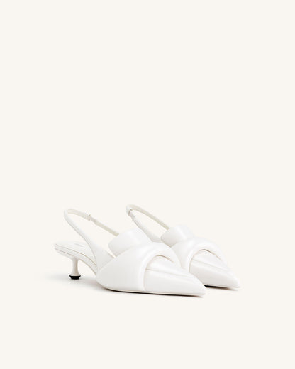 Carla Yumuşak Vatkalı İnce Alçak Topuk (Kitten Heel) Topuk Topuklu Ayakkabı (Pumps) - Beyaz