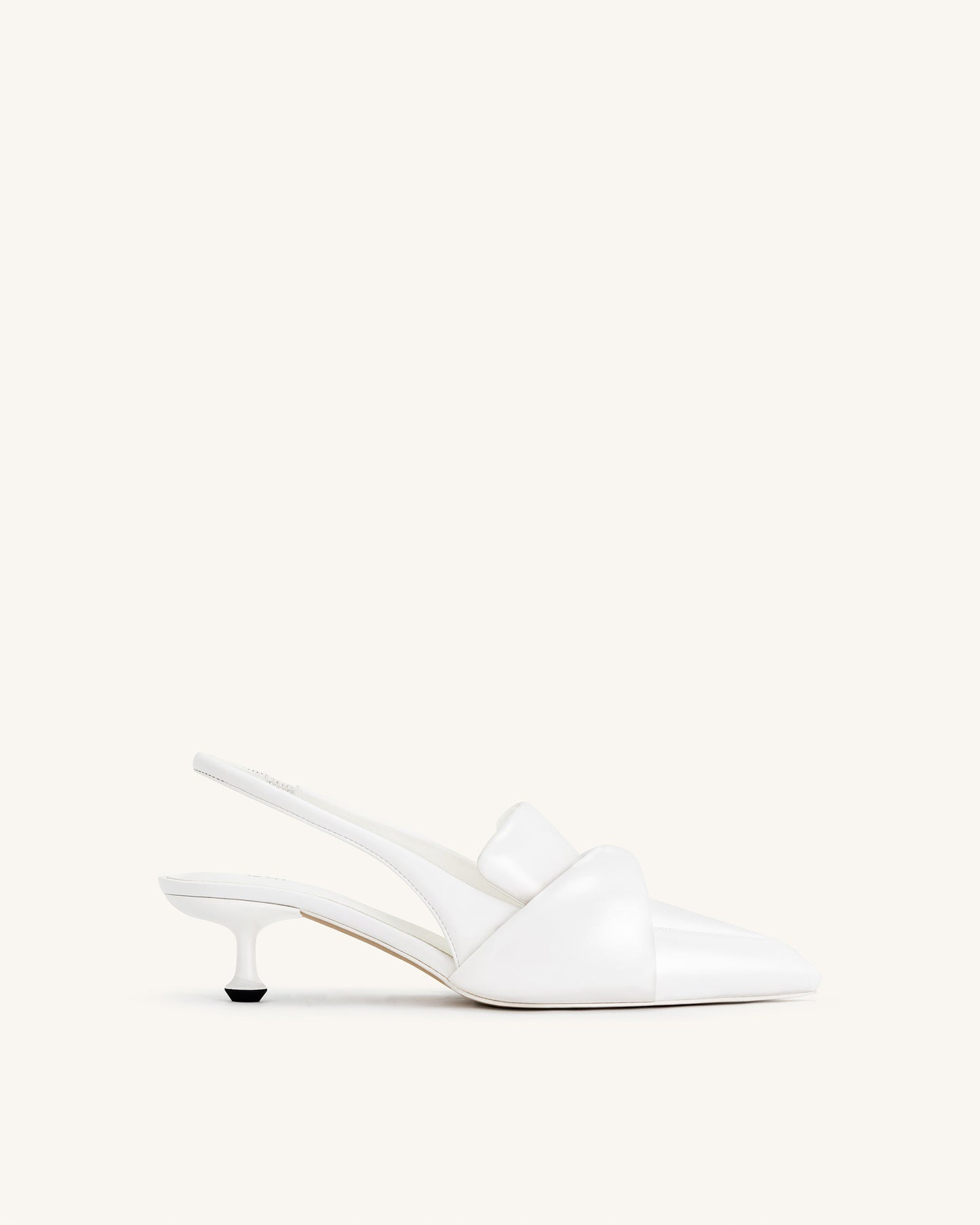 Carla Yumuşak Vatkalı İnce Alçak Topuk (Kitten Heel) Topuk Topuklu Ayakkabı (Pumps) - Beyaz