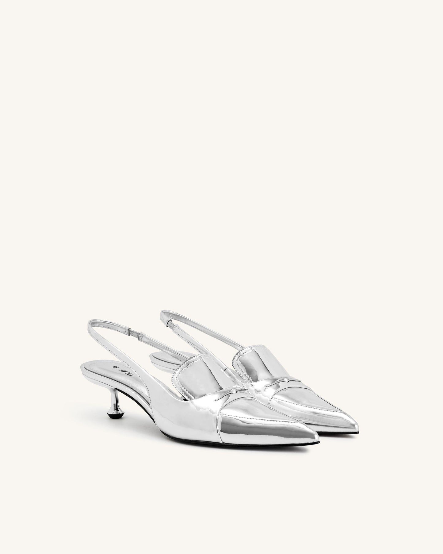 Carla Metalik İnce Alçak Topuk (Kitten Heel) Topuk Topuklu Ayakkabı (Pumps) - Gümüş