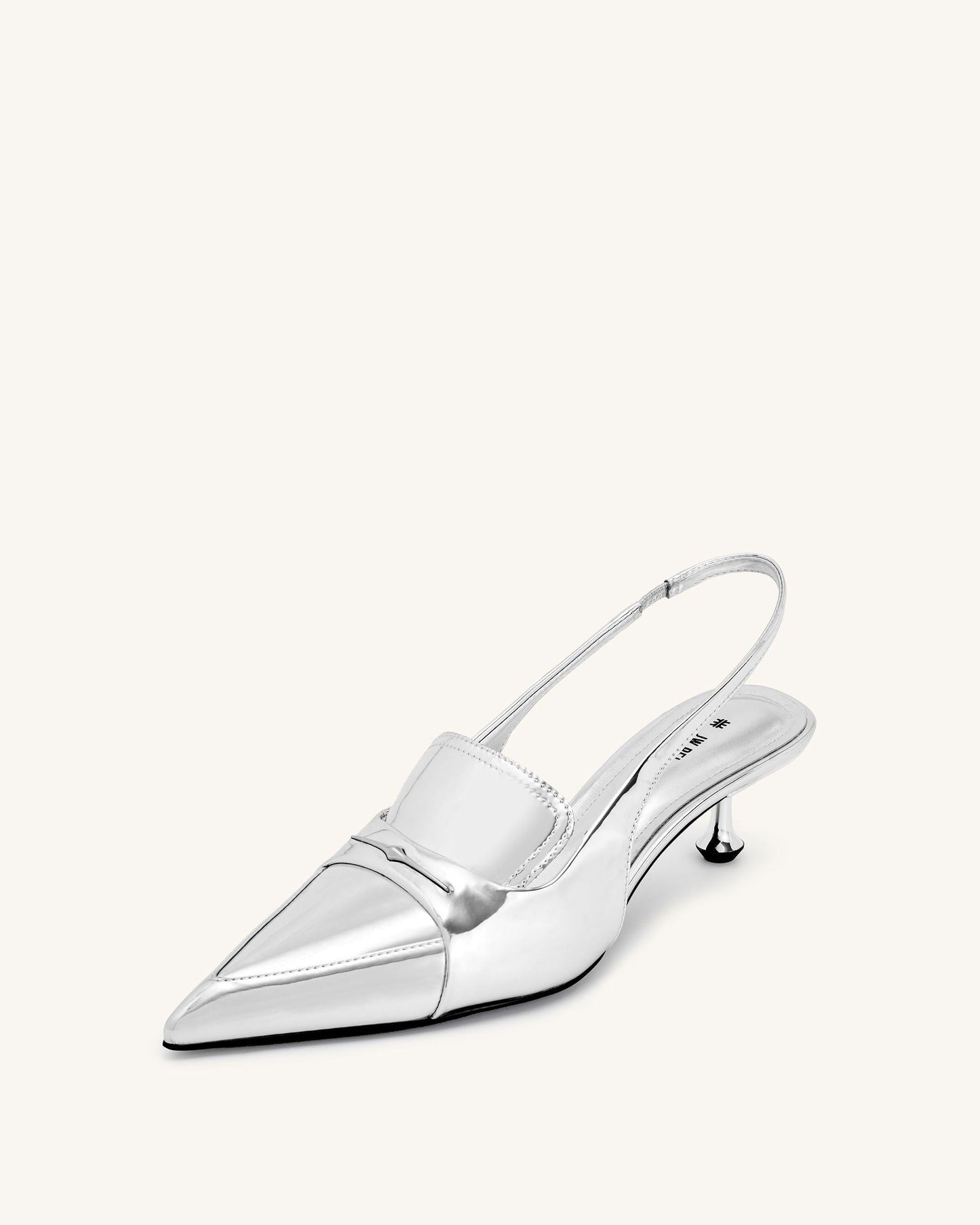 Carla Metalik İnce Alçak Topuk (Kitten Heel) Topuk Topuklu Ayakkabı (Pumps) - Gümüş