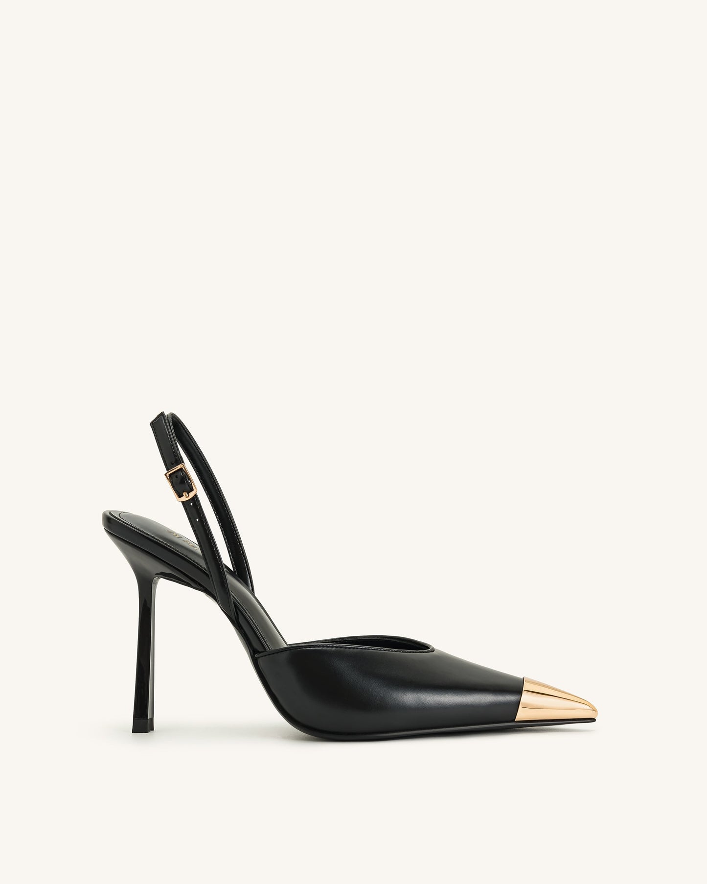 Savannah Altın Uçlu Detay Arkası Açık (Slingback) Topuklu Ayakkabı (Pumps) - Siyah