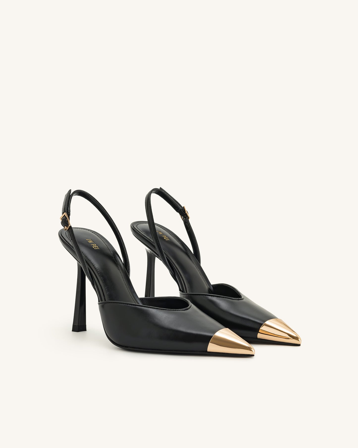 Savannah Altın Uçlu Detay Arkası Açık (Slingback) Topuklu Ayakkabı (Pumps) - Siyah