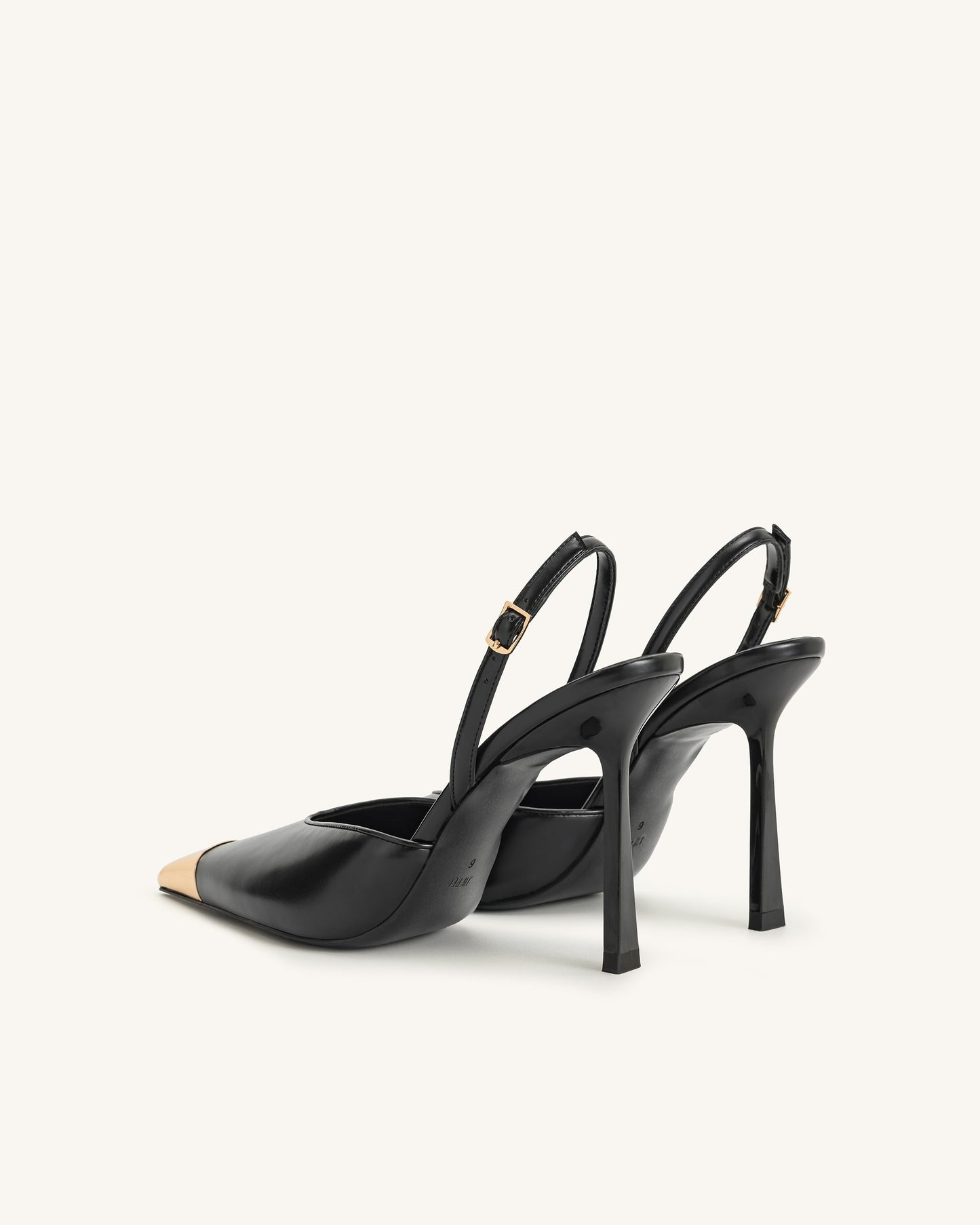Savannah Altın Uçlu Detay Arkası Açık (Slingback) Topuklu Ayakkabı (Pumps) - Siyah