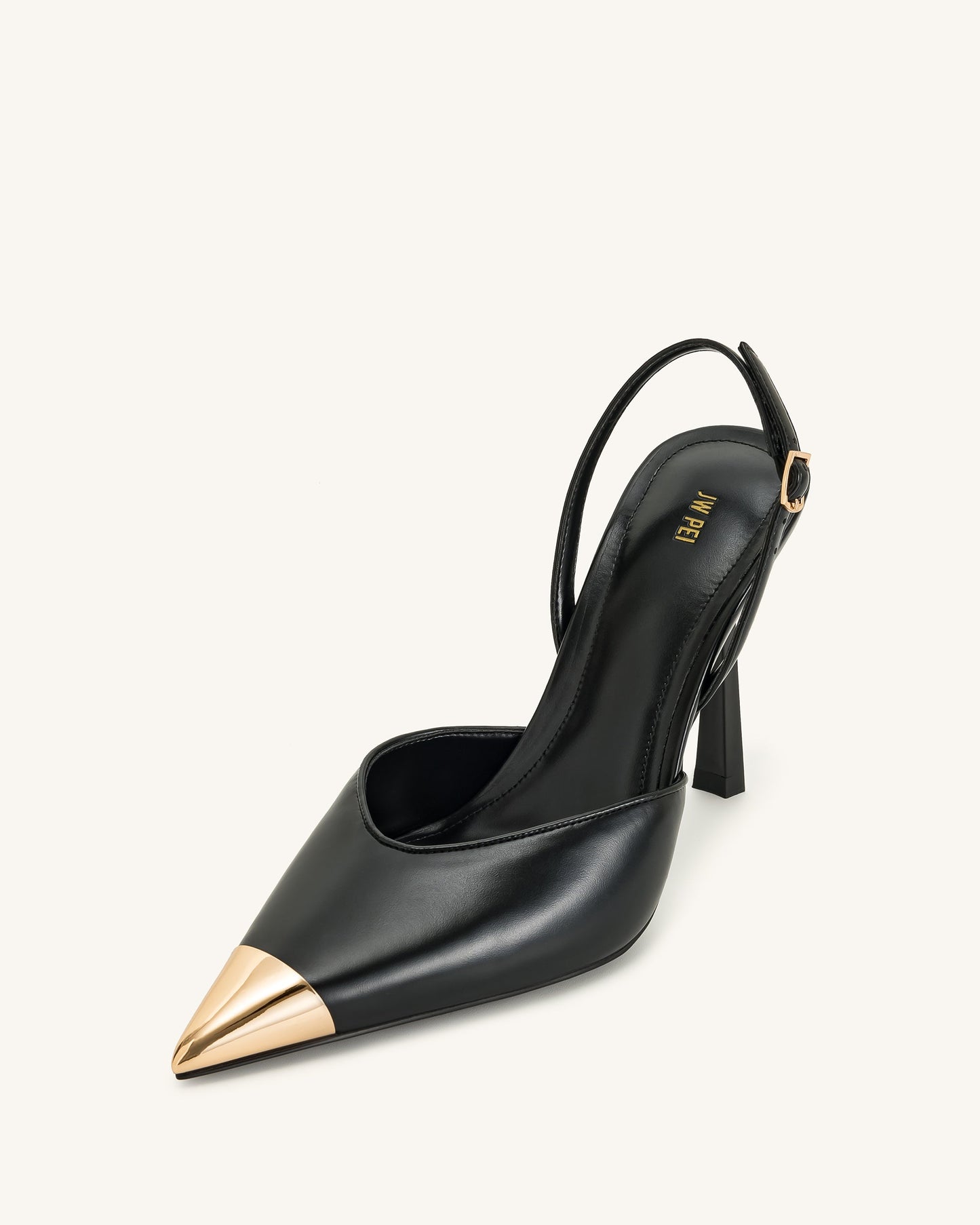 Savannah Altın Uçlu Detay Arkası Açık (Slingback) Topuklu Ayakkabı (Pumps) - Siyah