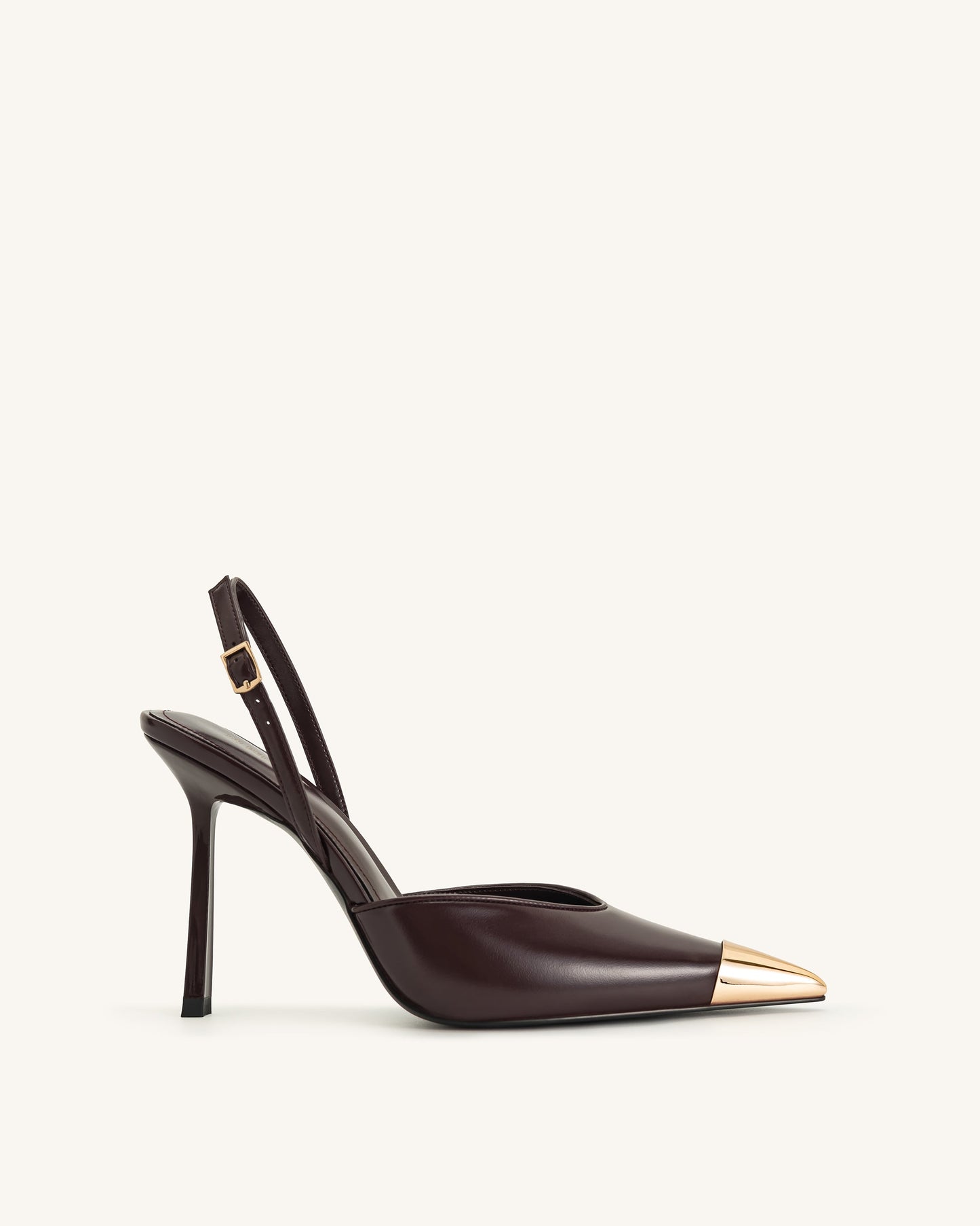 Savannah Altın Uçlu Detay Arkası Açık (Slingback) Topuklu Ayakkabı (Pumps) - Bordo