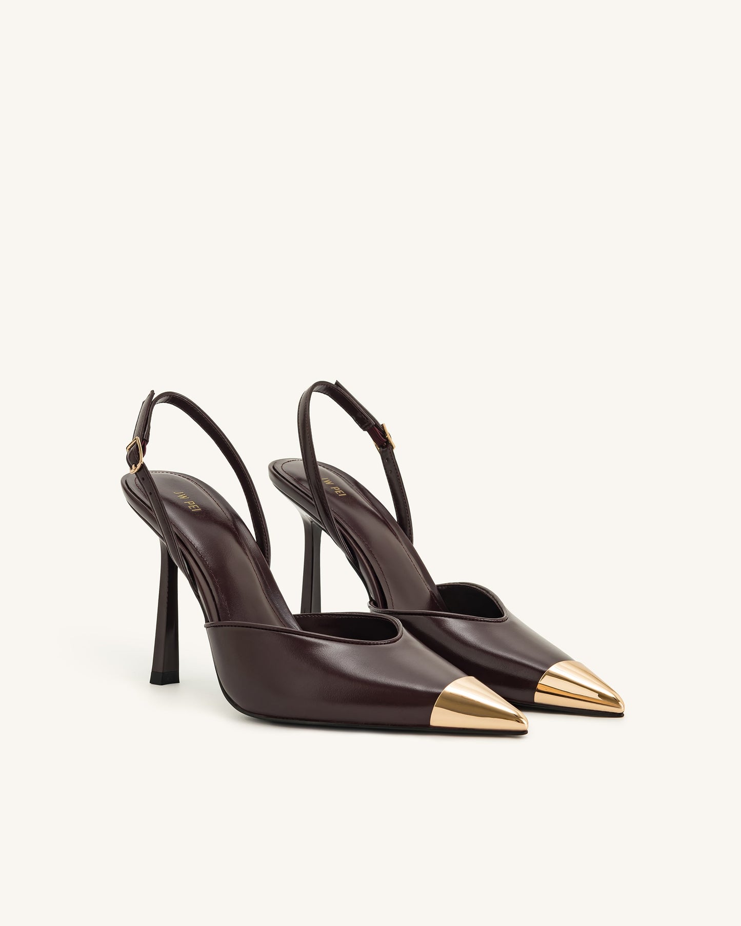 Savannah Altın Uçlu Detay Arkası Açık (Slingback) Topuklu Ayakkabı (Pumps) - Bordo