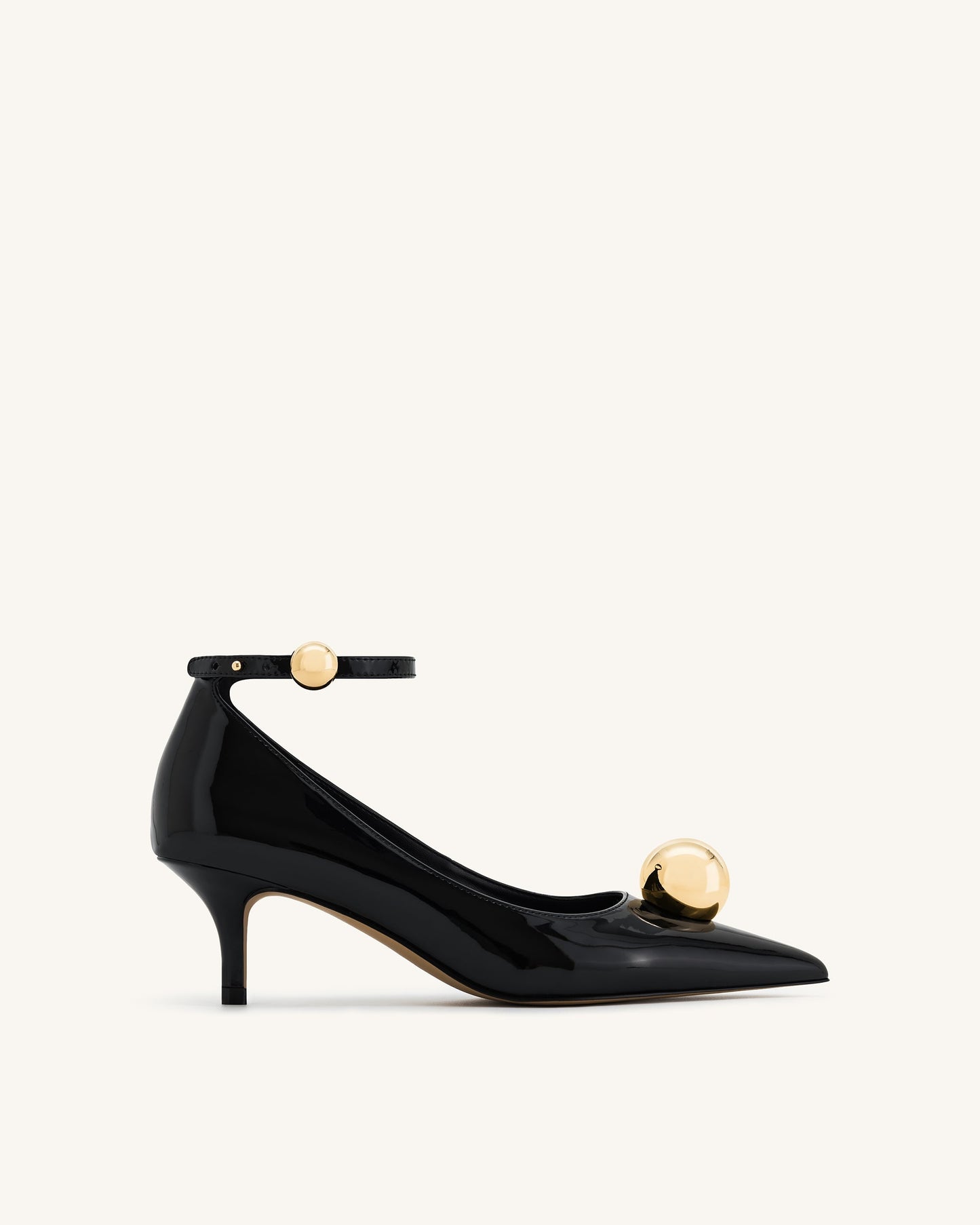 Taşlı Toka Detaylı İnce Alçak Topuk (Kitten Heel) Topuklu Ayakkabı Pumps-Black