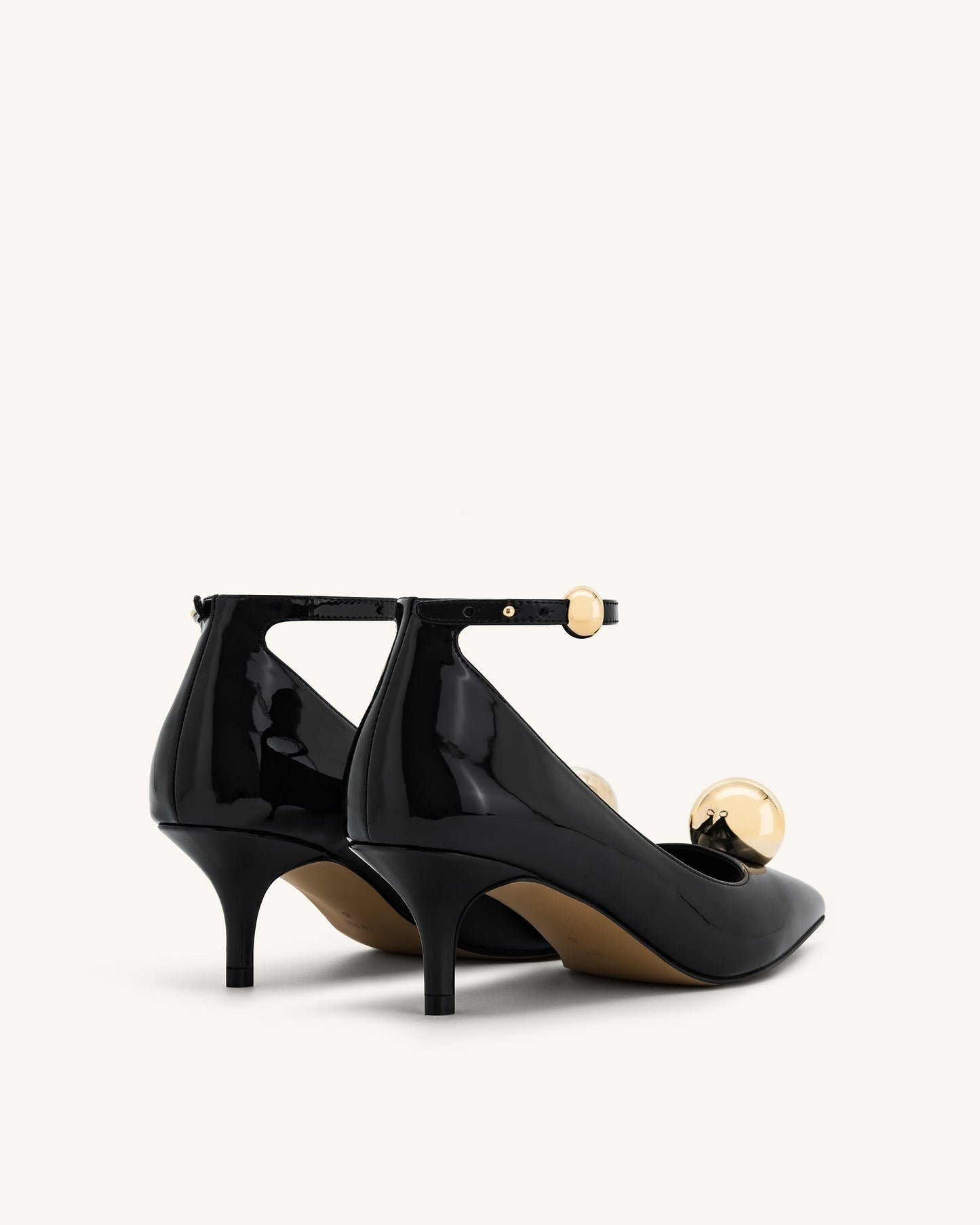 Taşlı Toka Detaylı İnce Alçak Topuk (Kitten Heel) Topuklu Ayakkabı Pumps-Black
