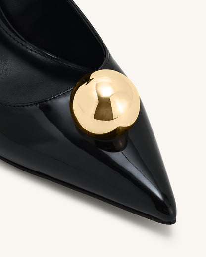 Taşlı Toka Detaylı İnce Alçak Topuk (Kitten Heel) Topuklu Ayakkabı Pumps-Black