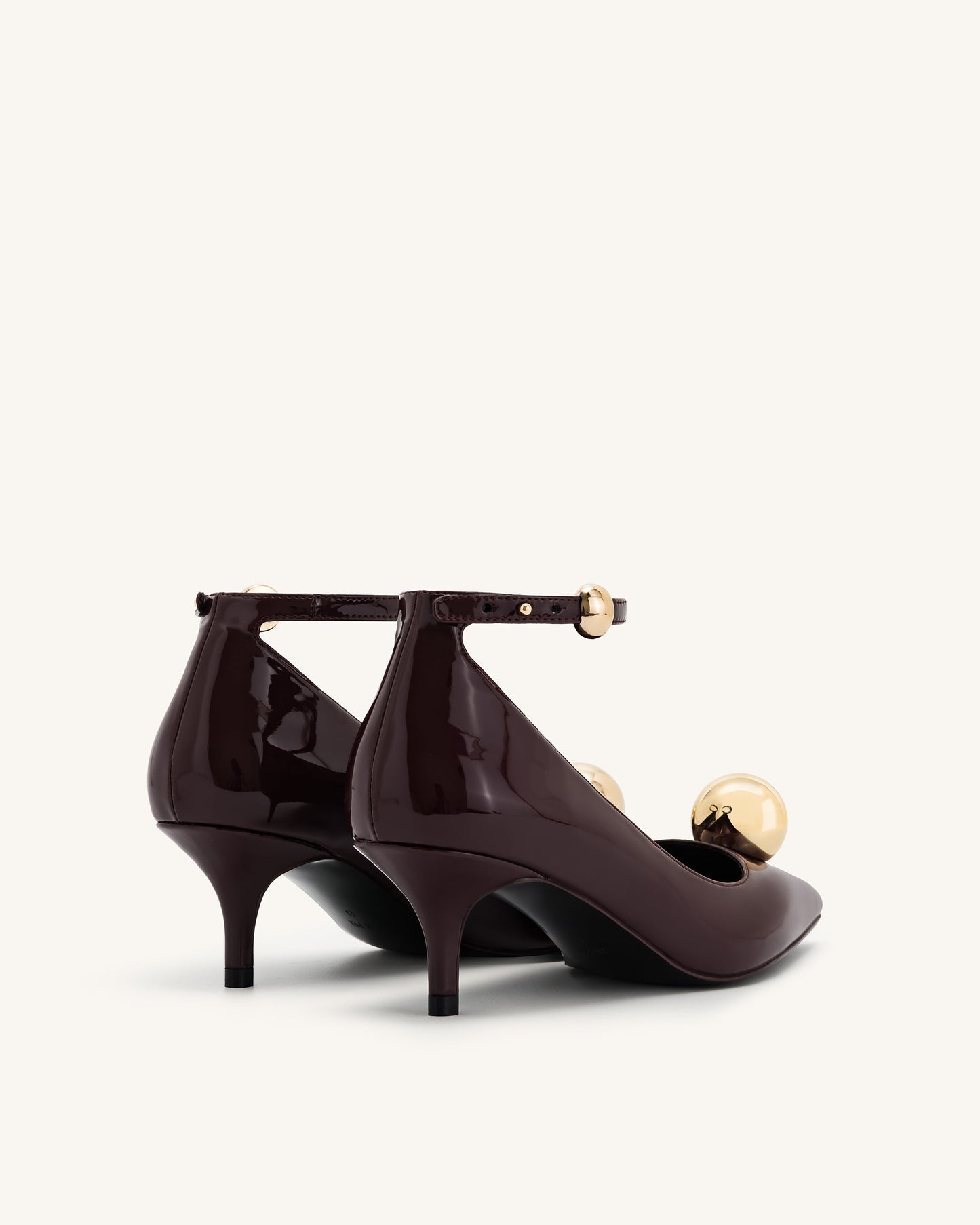 Taşlı Toka Detaylı İnce Alçak Topuk (Kitten Heel) Topuklu Ayakkabı Topuklu Ayakkabı (Pumps) - Bordo Kırmızı
