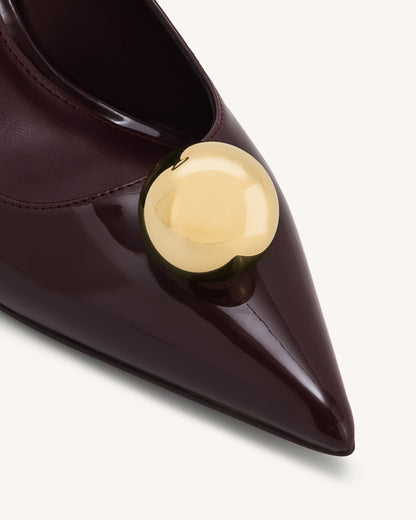 Taşlı Toka Detaylı İnce Alçak Topuk (Kitten Heel) Topuklu Ayakkabı Topuklu Ayakkabı (Pumps) - Bordo Kırmızı