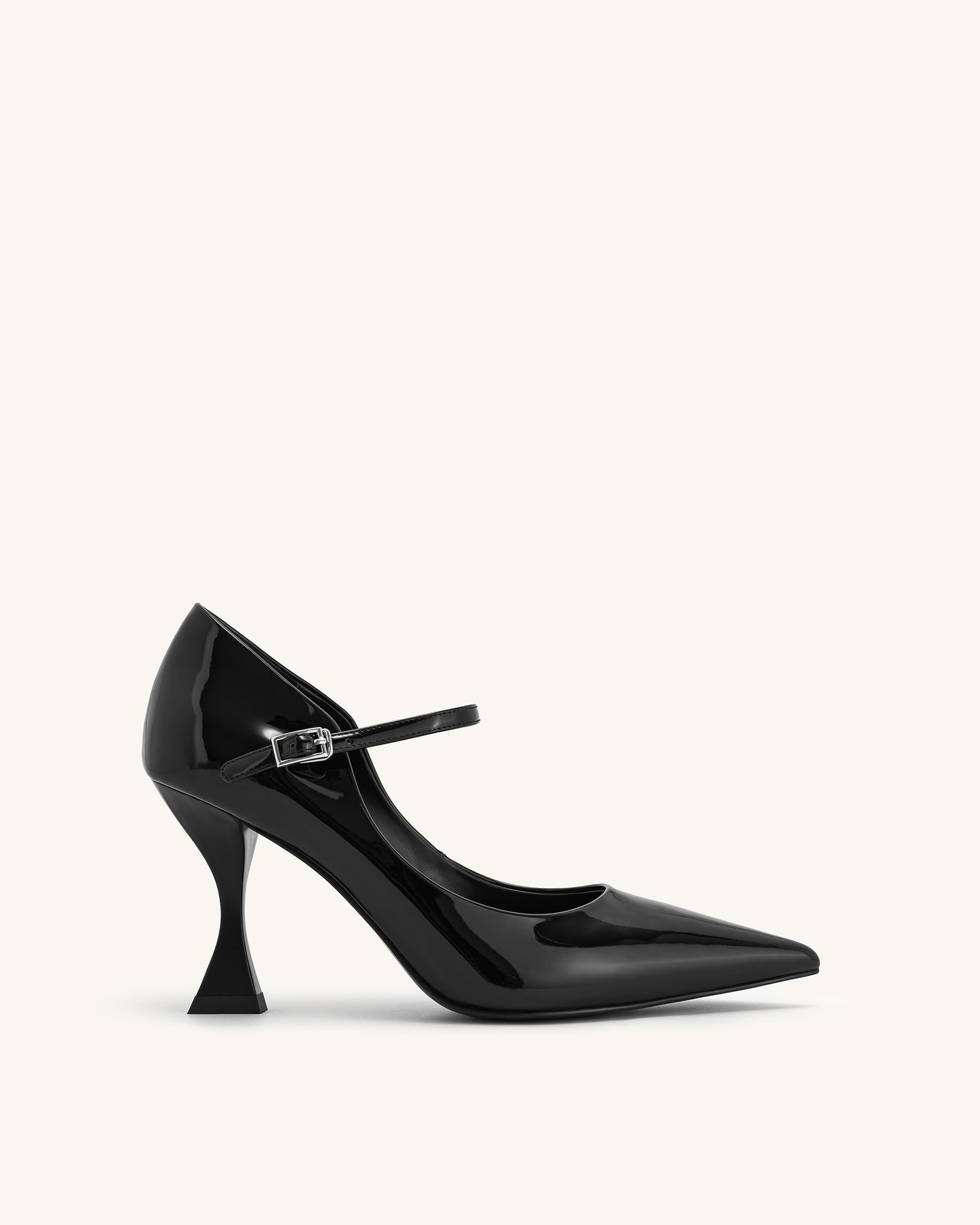 Thalina Rugan Deri Topuklu Ayakkabı (Pumps) - Siyah