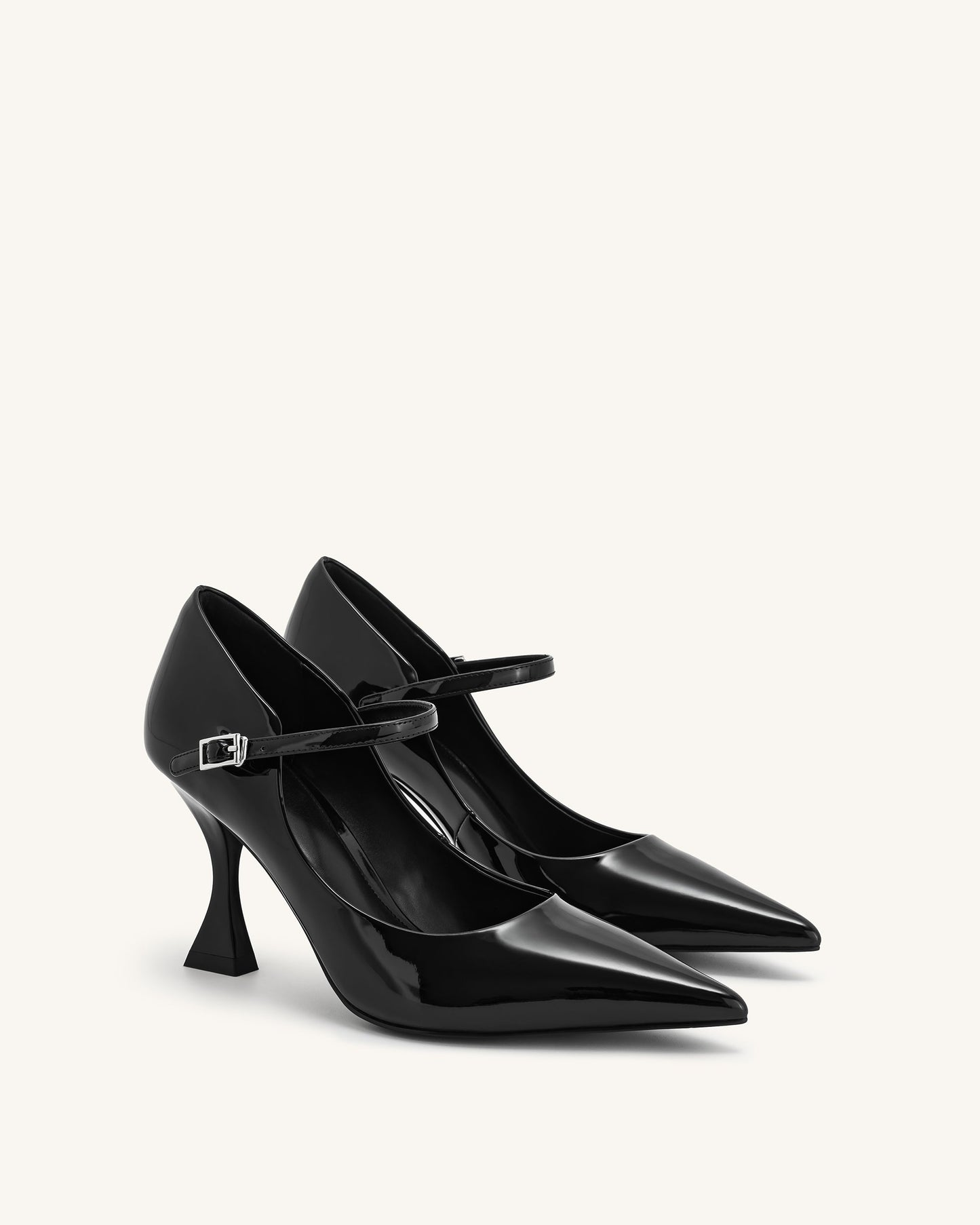 Thalina Rugan Deri Topuklu Ayakkabı (Pumps) - Siyah