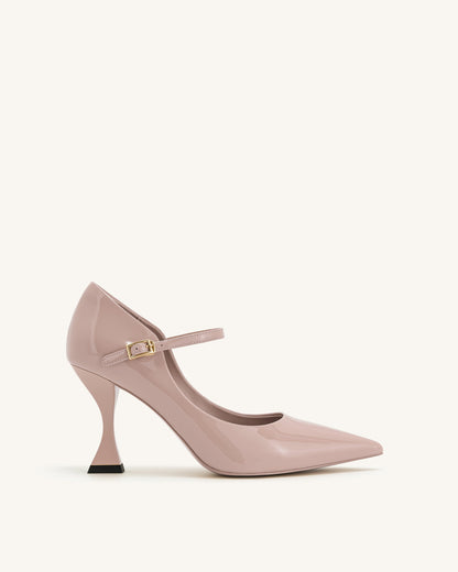 Thalina Rugan Deri Topuklu Ayakkabı (Pumps) - Pastel Pembe