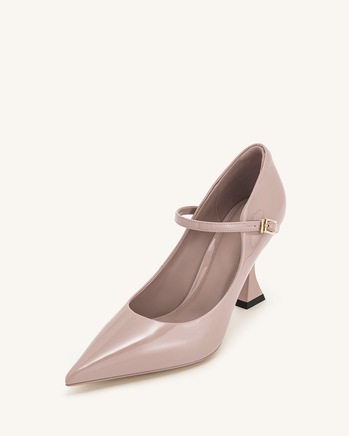 Thalina Rugan Deri Topuklu Ayakkabı (Pumps) - Pastel Pembe