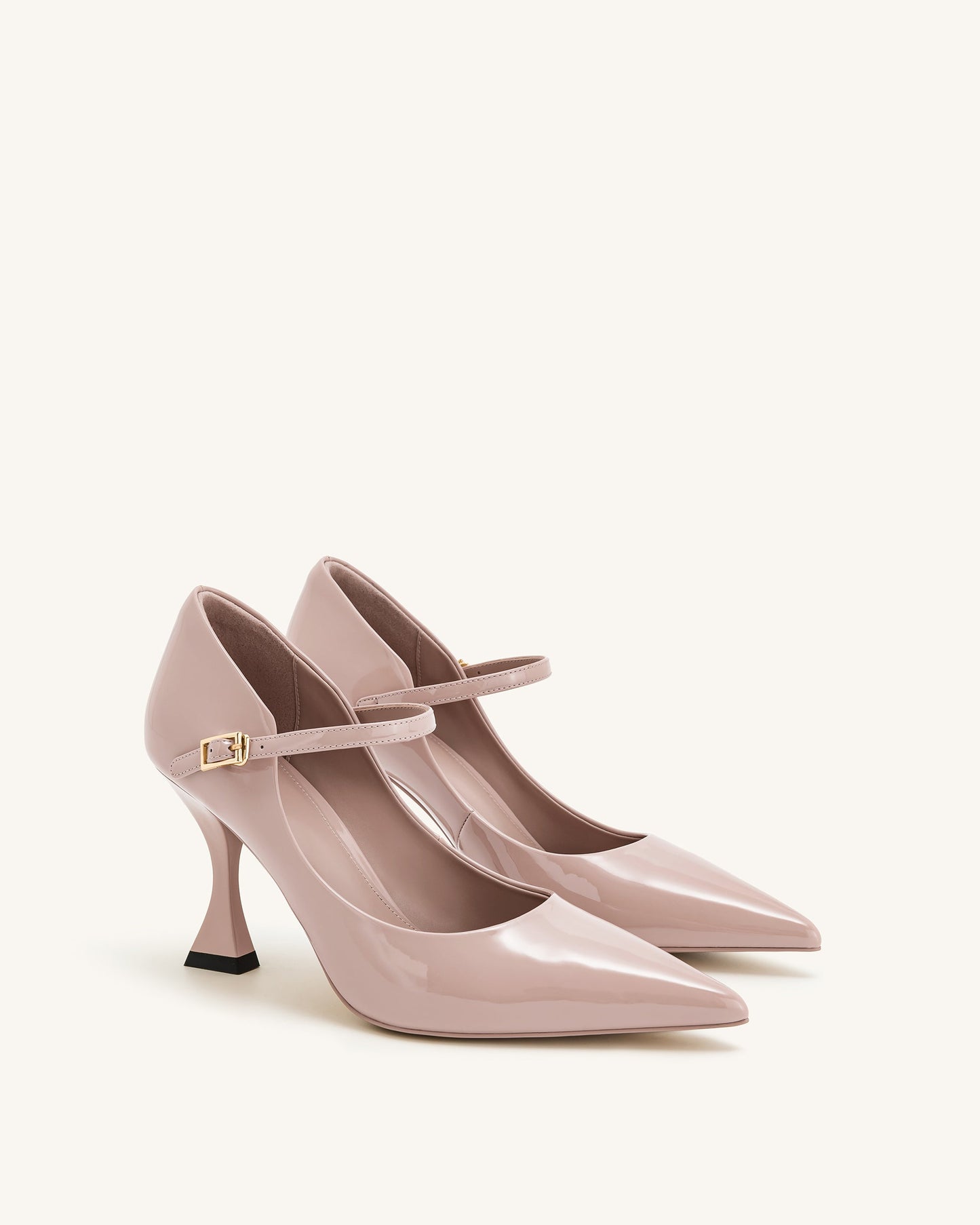 Thalina Rugan Deri Topuklu Ayakkabı (Pumps) - Pastel Pembe