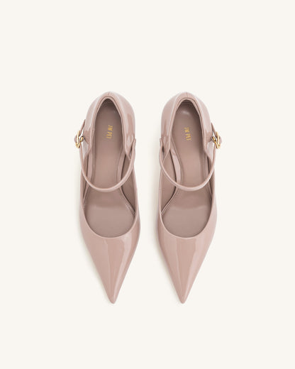 Thalina Rugan Deri Topuklu Ayakkabı (Pumps) - Pastel Pembe