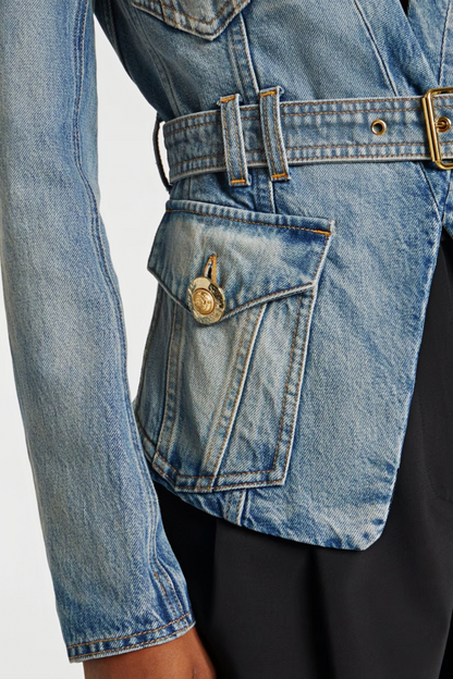 Edda Light Blue Belted Denim Jacket