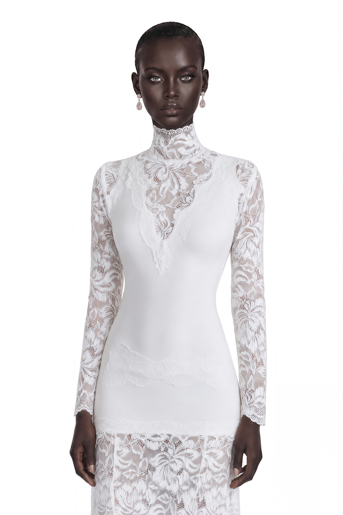 Airelle White Satin Panel Lace Maxi Dress