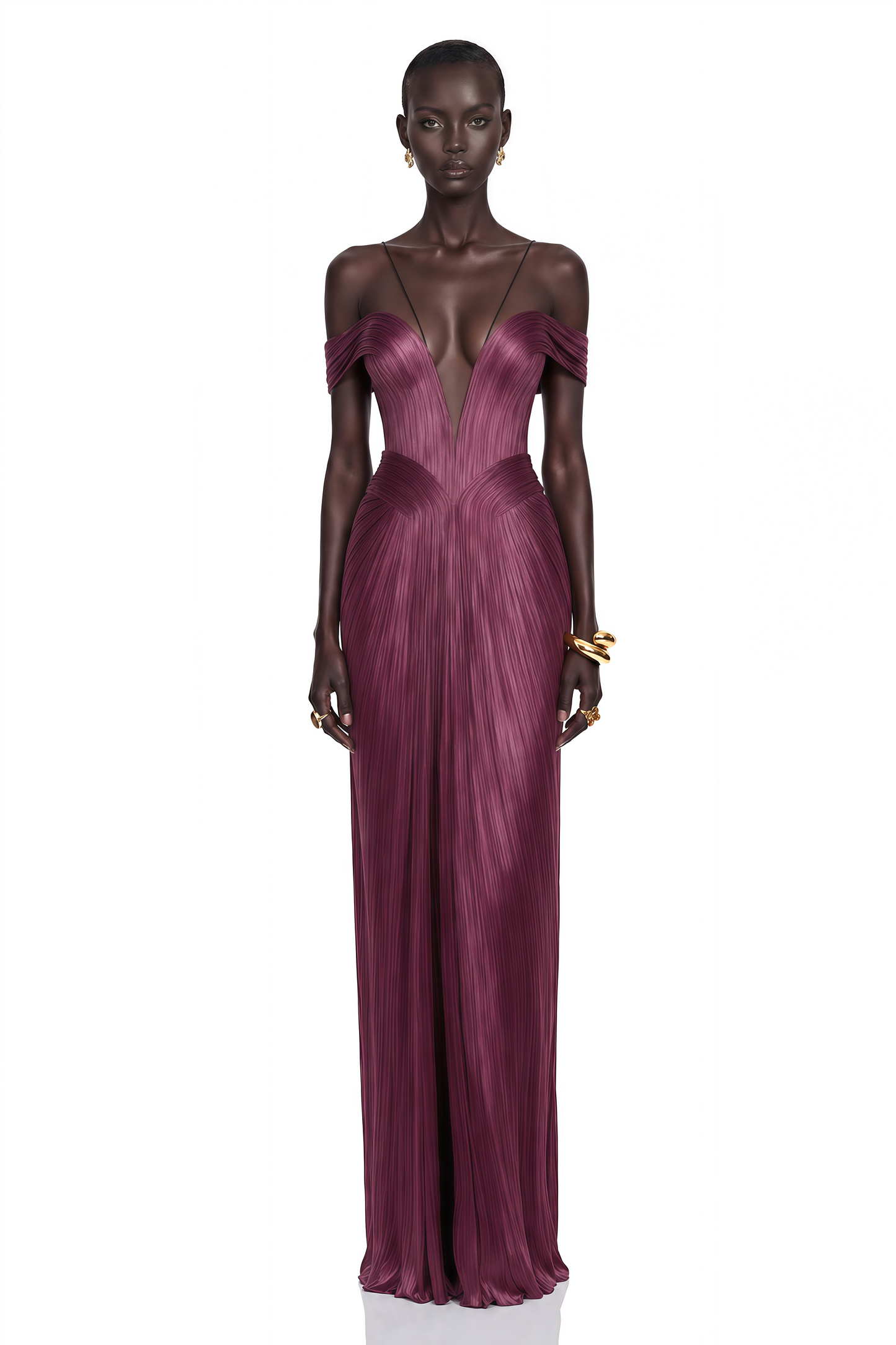 Marise Pink Draped Satin Maxi Dress