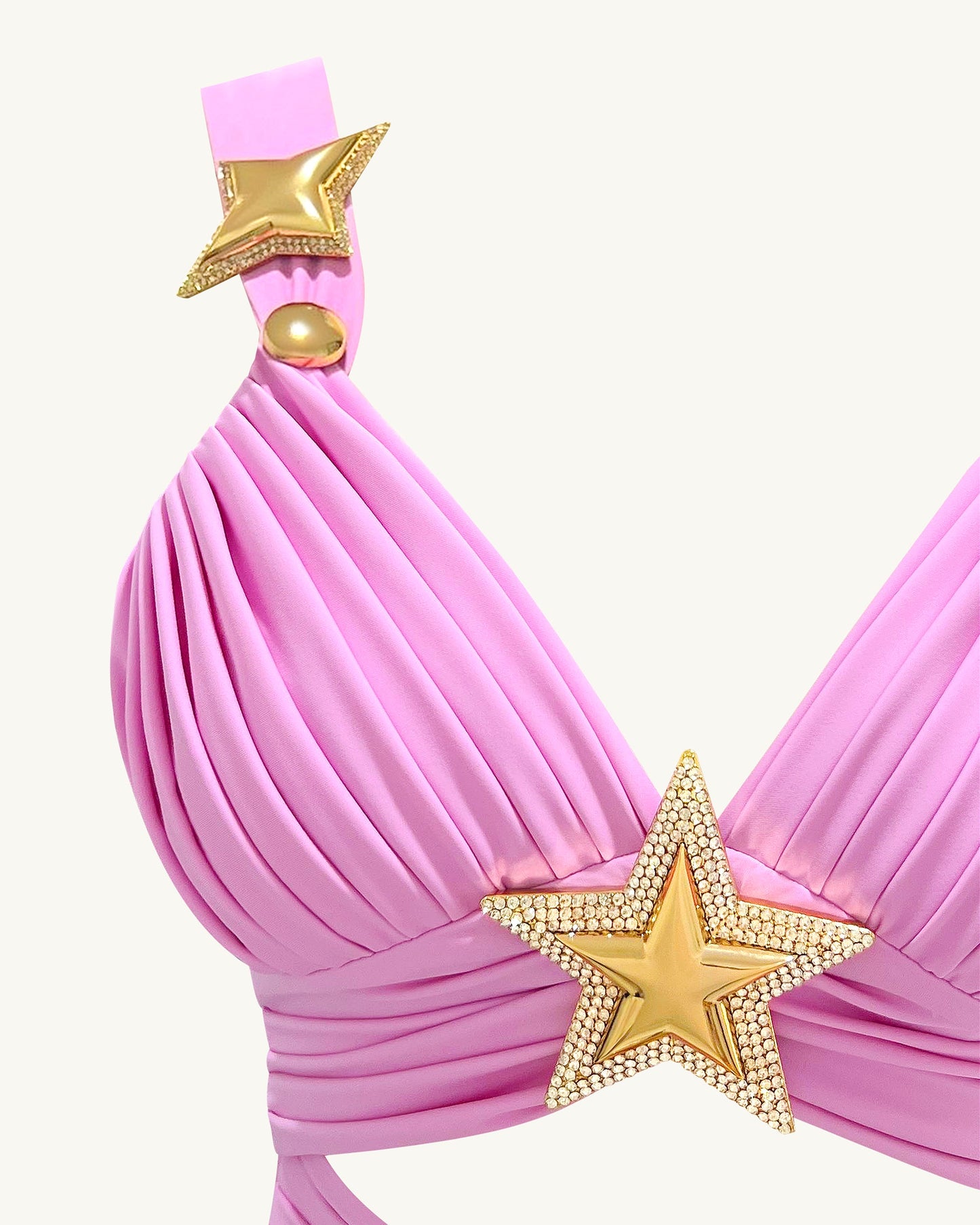Mini Elbise ile Yıldız Desenli Detaylı - Pembe