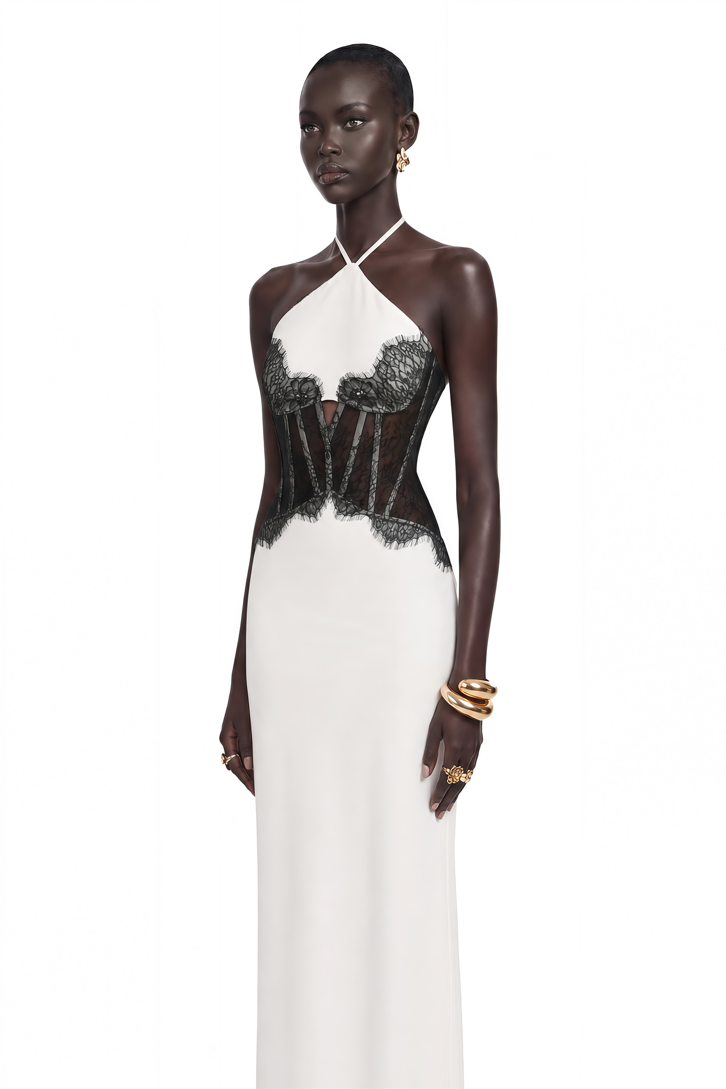 Mirabeau White Cut-out Lace Maxi Dress