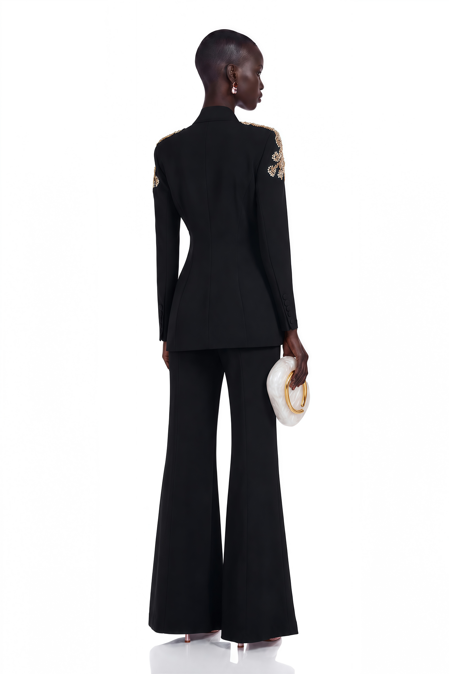 Delphine Black Embellished Jacket & Trousers Matching Set