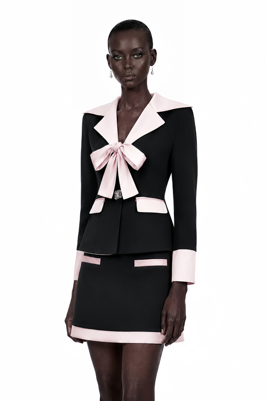 Uaine Black Two-Piece Jacket and Skirt Set