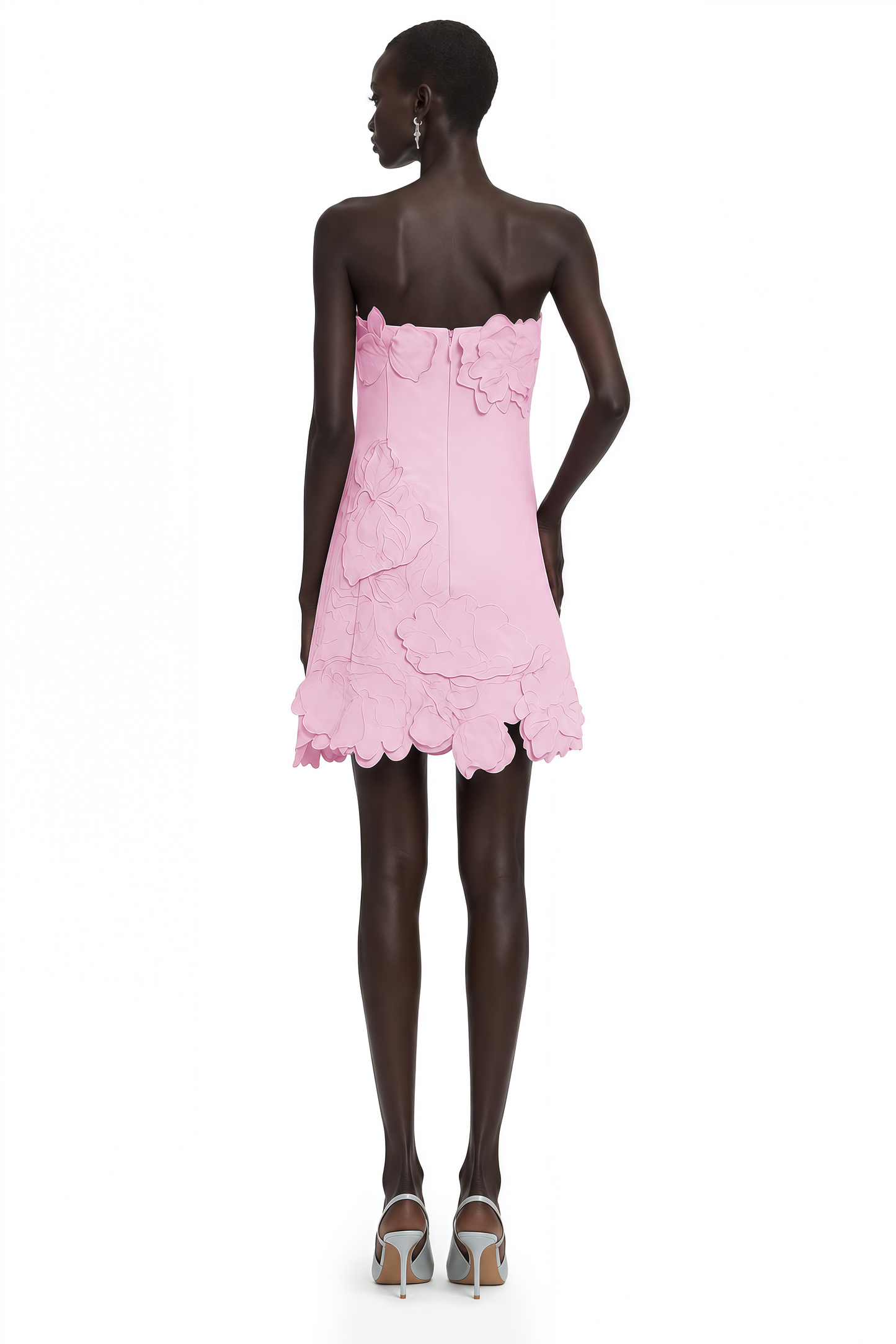 Inga Pink Strapless Floral Embroidered Mini Dress