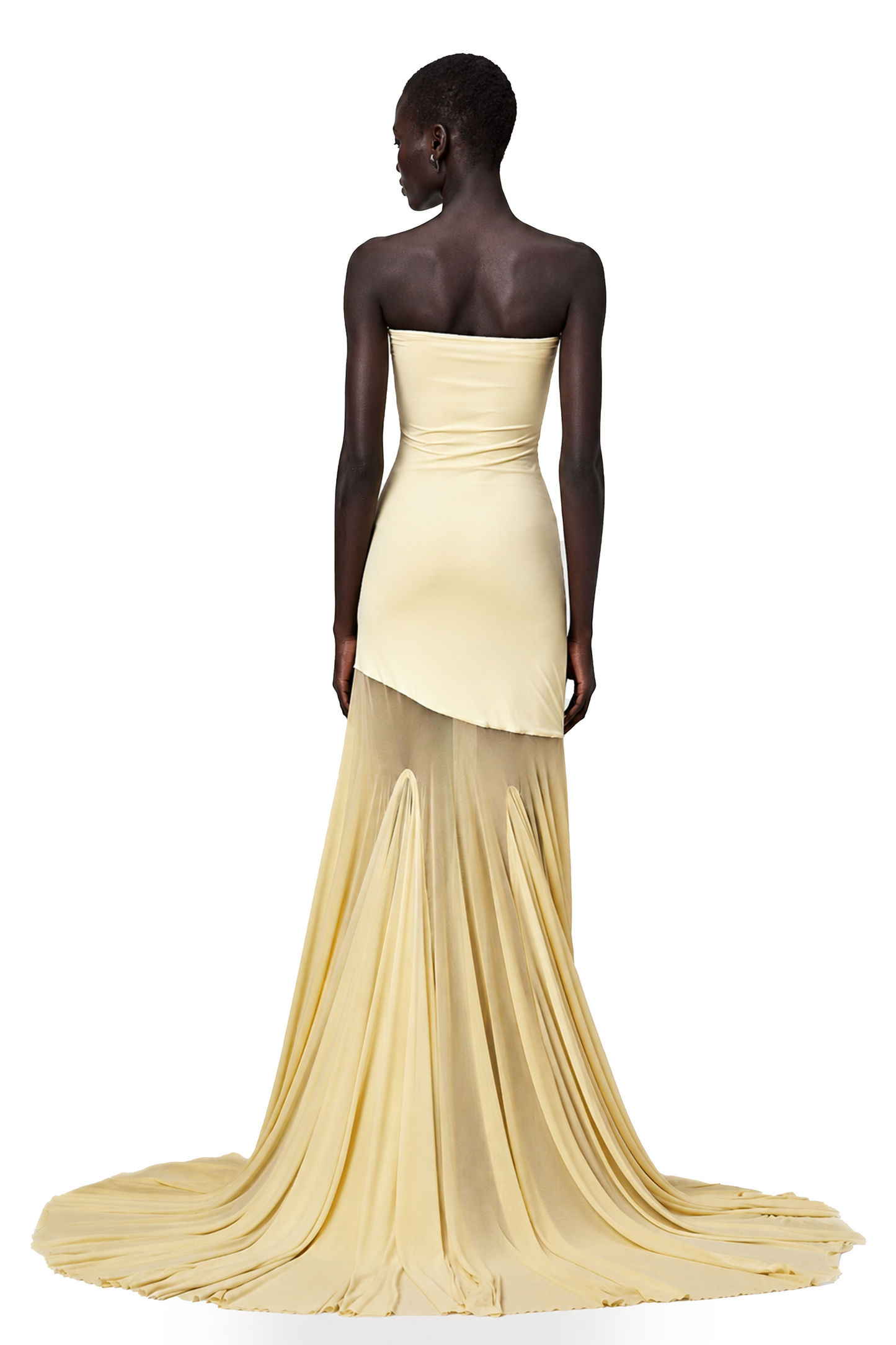 Josiane yellow off-shoulder sheer tulle maxi dress