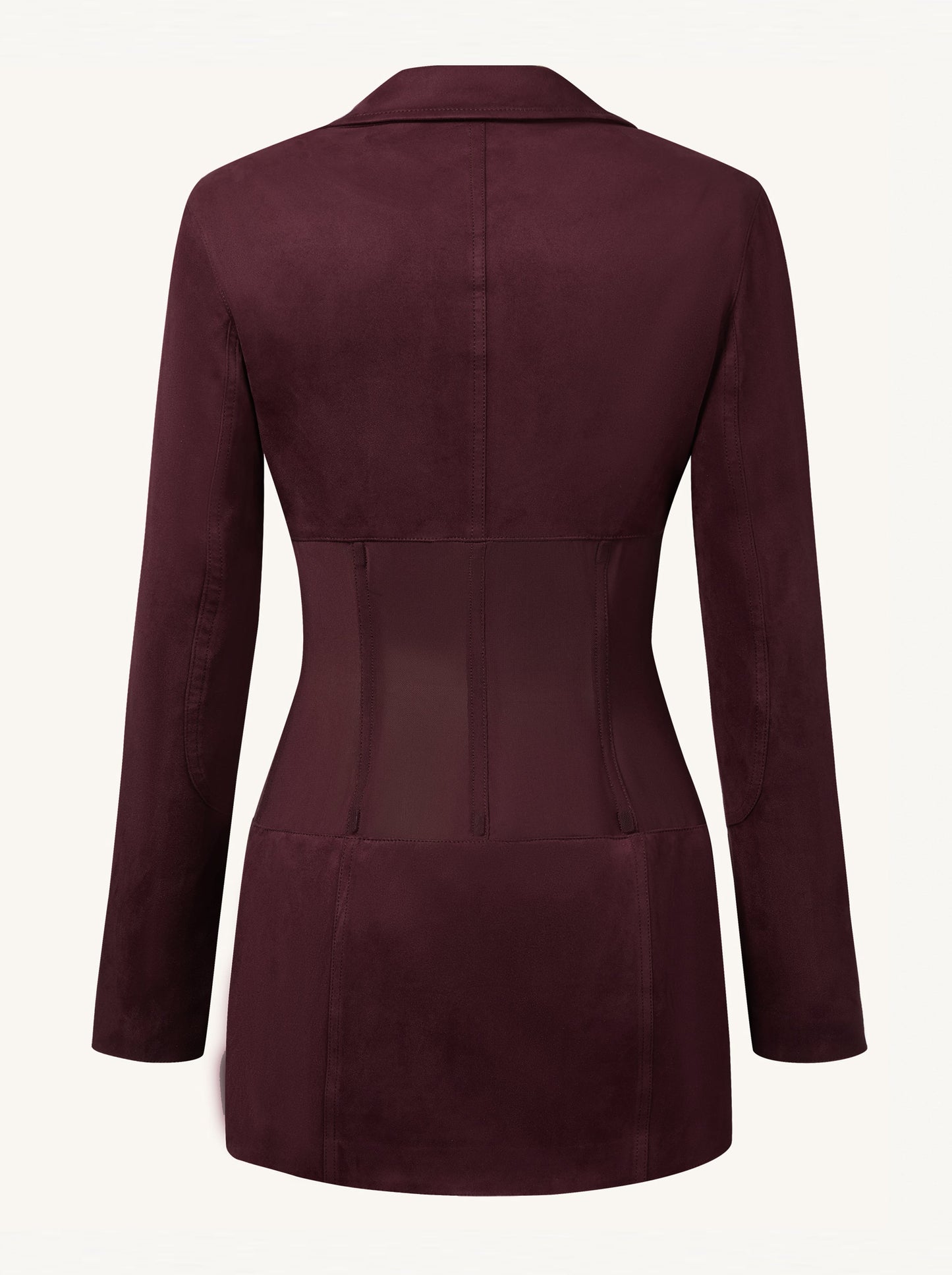 Suni Süet Korse Model Ceket Mini Elbise - Bordo