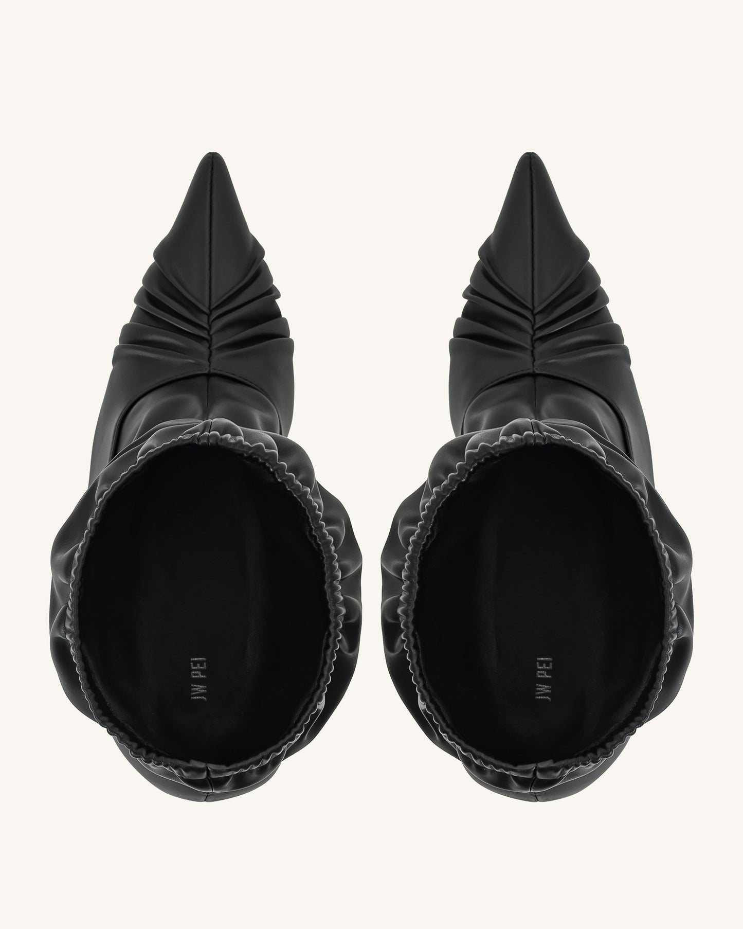 Joanne Paneled Detailing leather Ankle Boots - Black