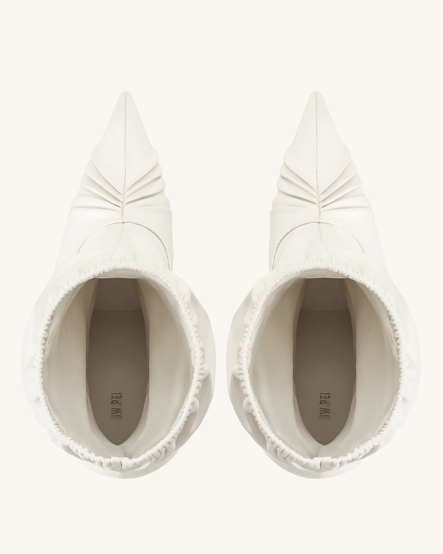 Joanne Paneled Detailing leather Ankle Boots - White