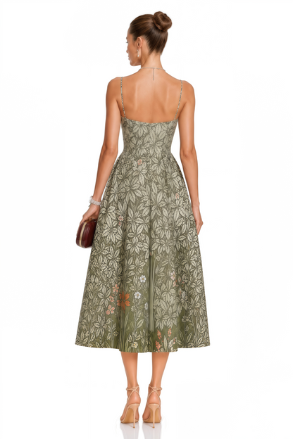 Claudia Green Jungle Print Midi Dress